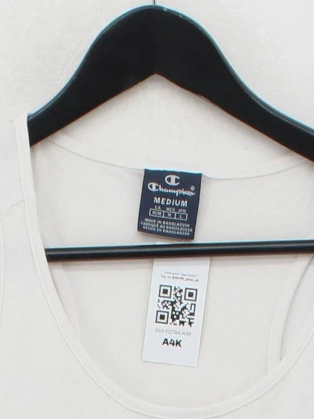 Champion Men's T-Shirt M White 100% Cotton Sleeveless Round Neck Basic - Image 3