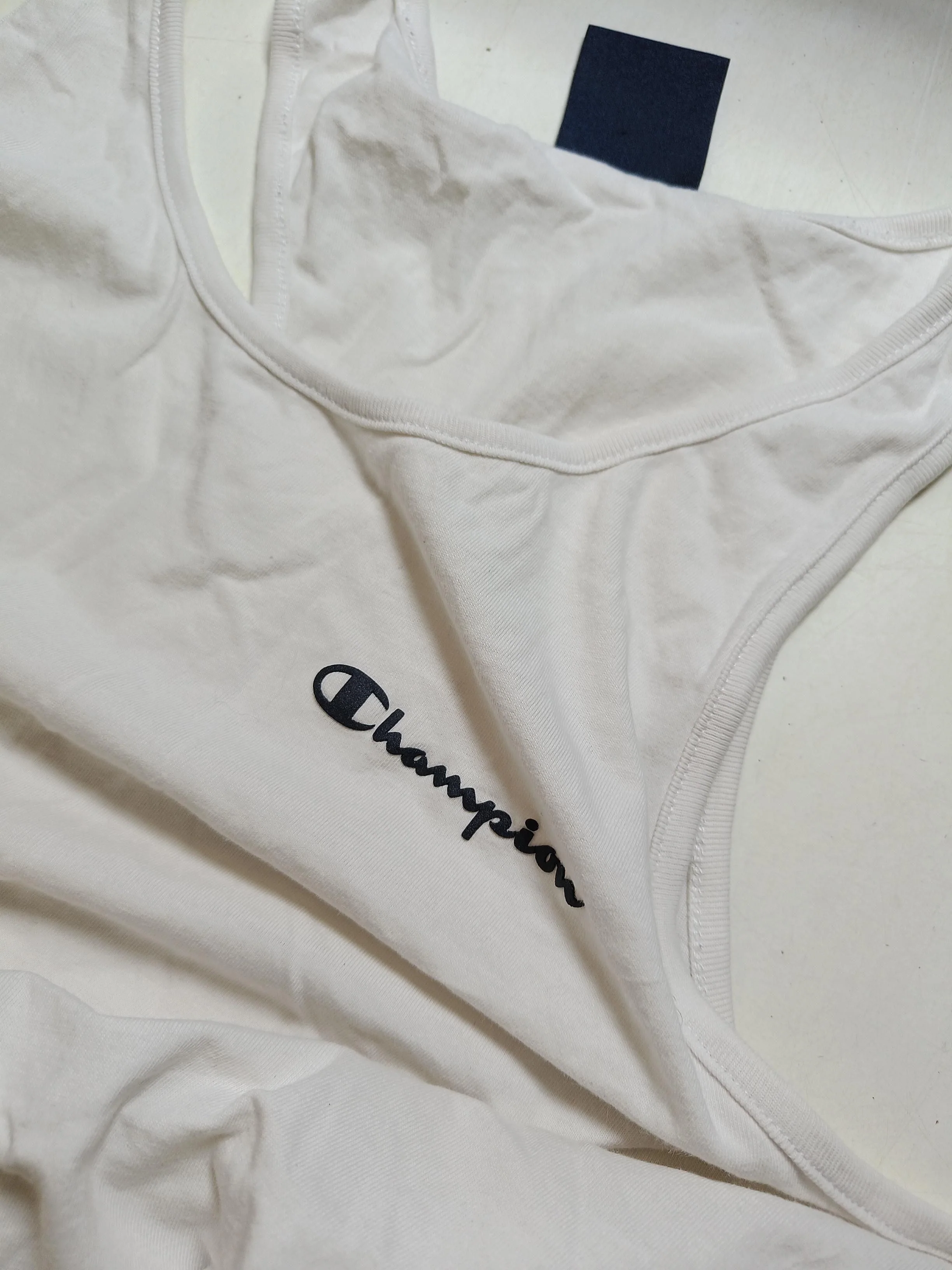 Champion Men's T-Shirt M White 100% Cotton Sleeveless Round Neck Basic - Image 5