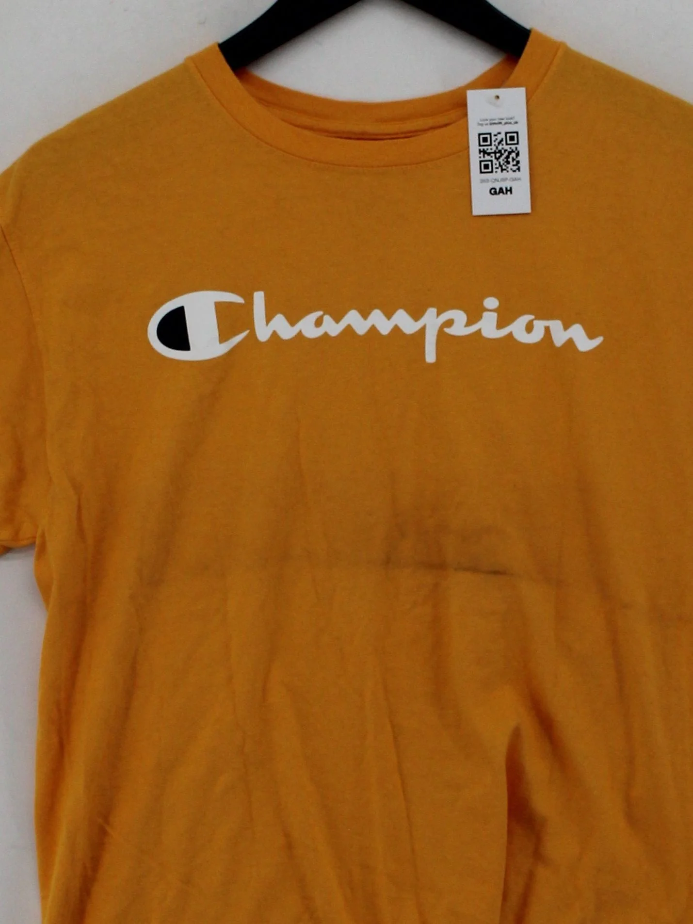 Champion Men's T-Shirt M Yellow Graphic 100% Cotton Basic - Image 3