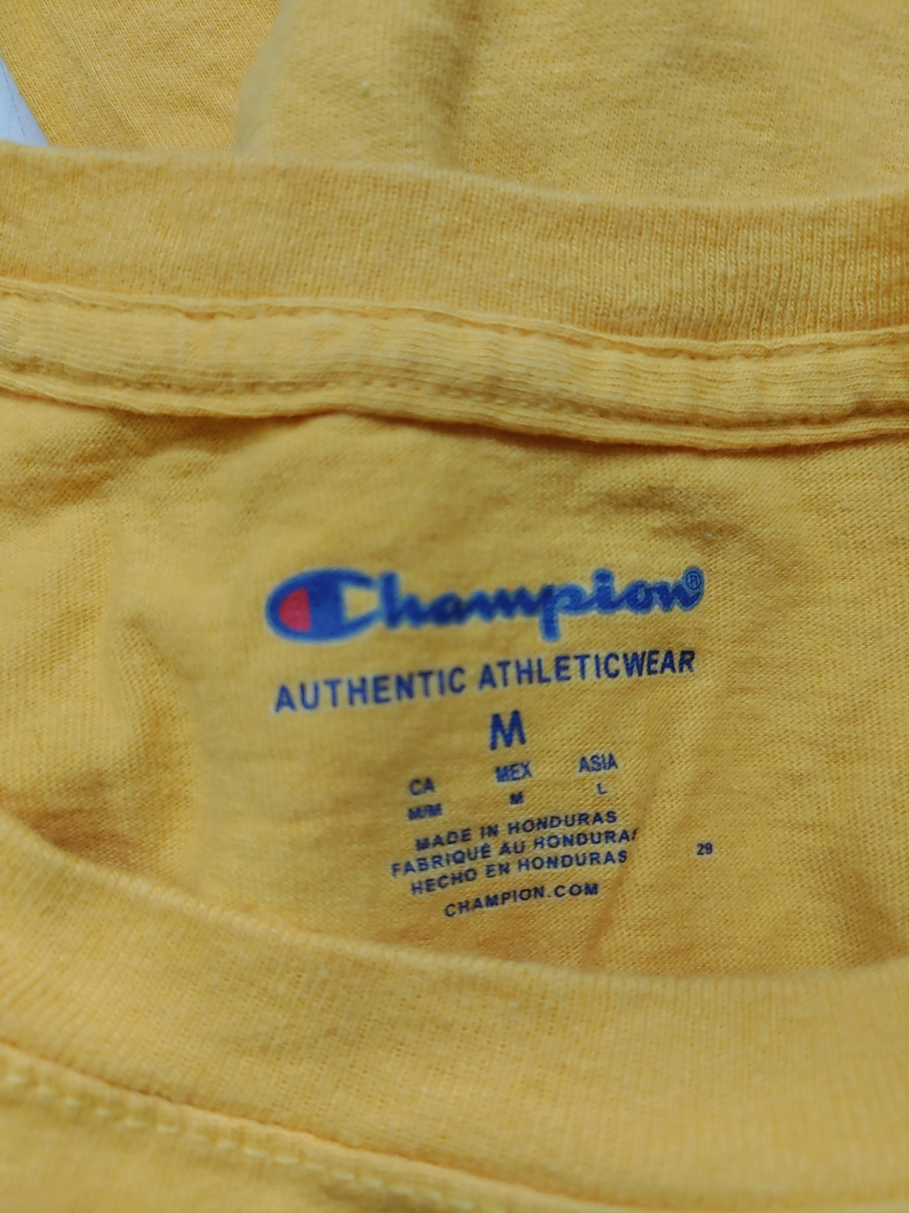 Champion Men's T-Shirt M Yellow Graphic 100% Cotton Basic - Image 6