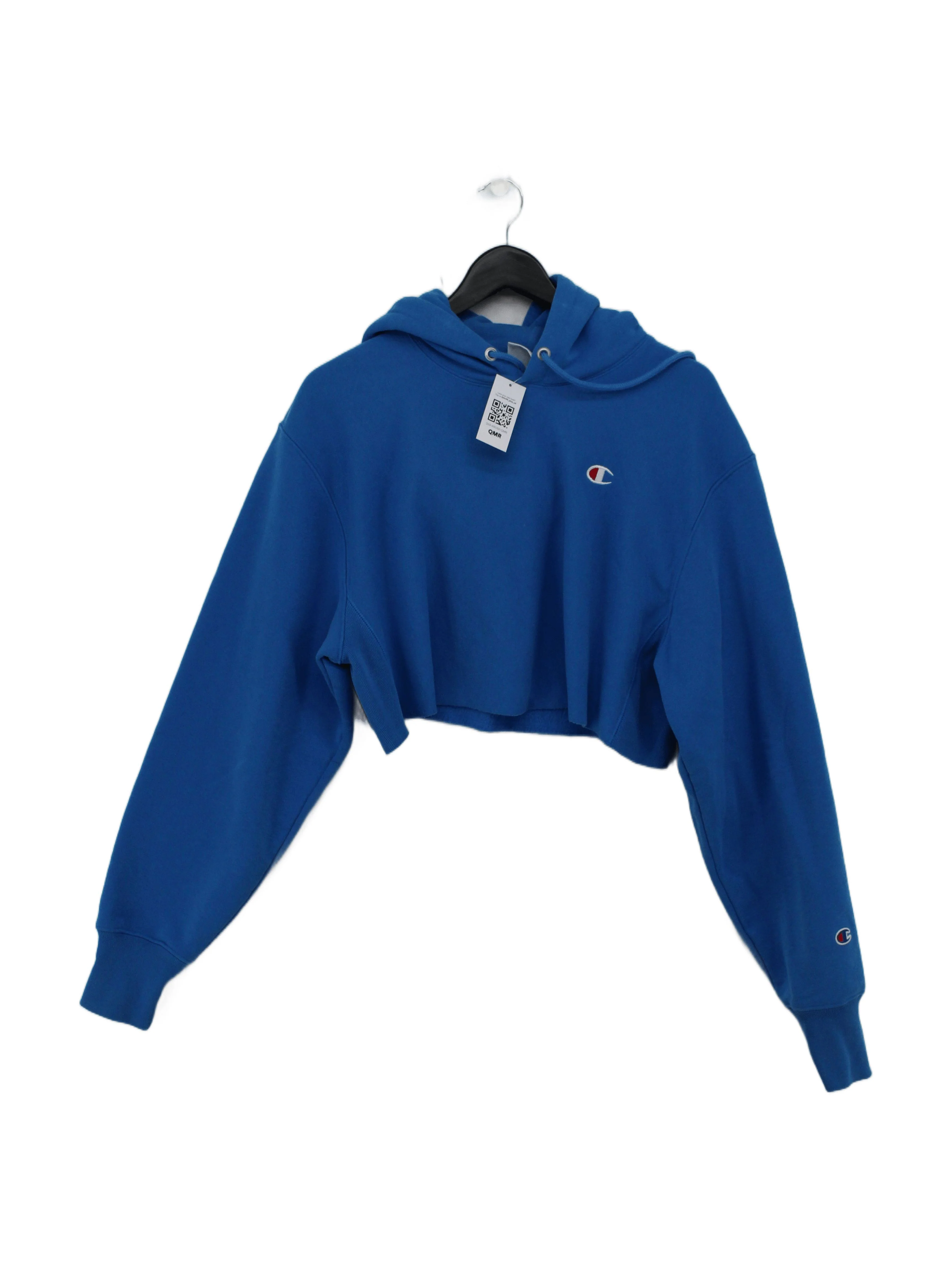 Champion Women's Hoodie S Blue Cotton with Polyester Pullover