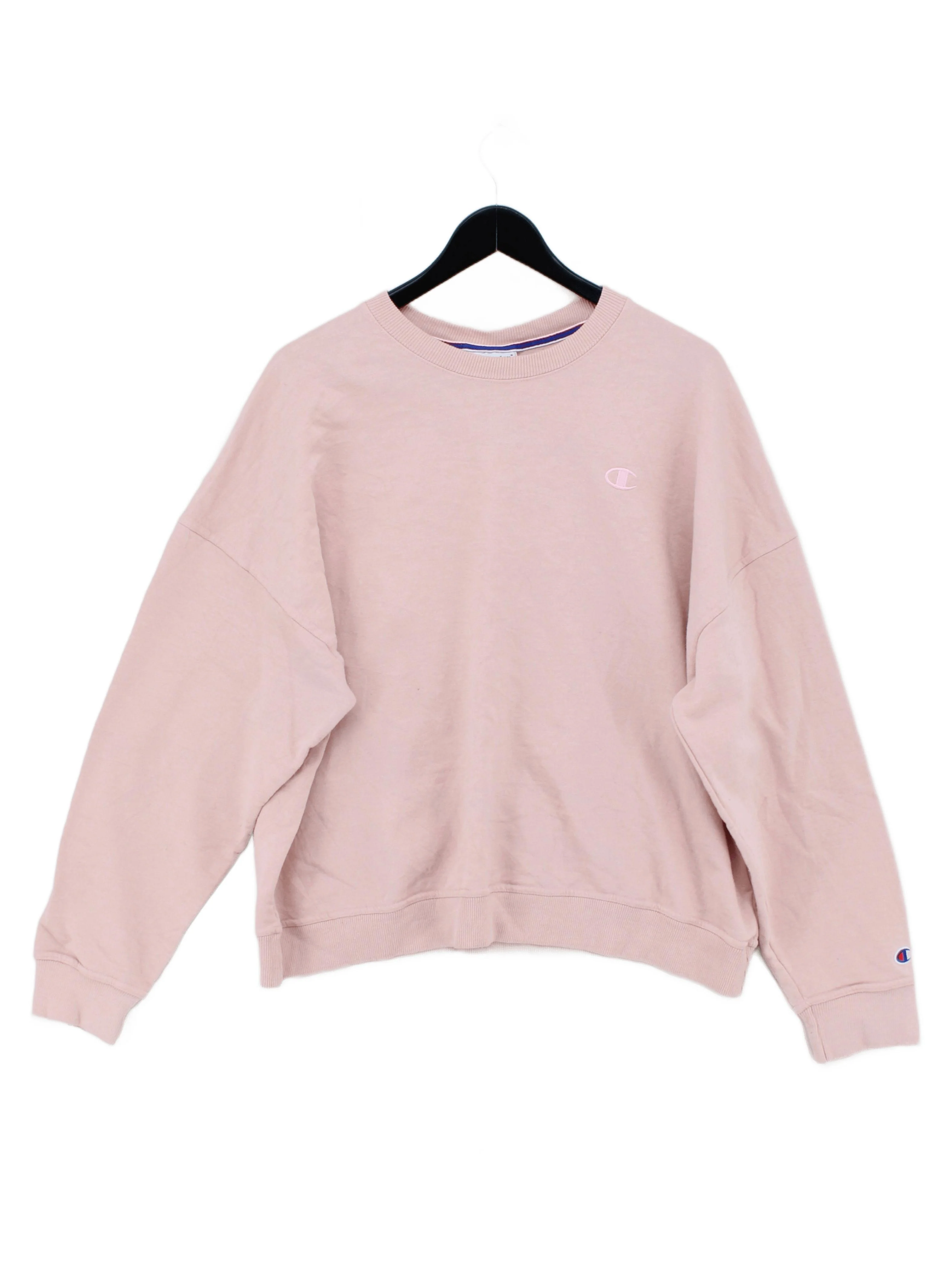 Champion Women's Hoodie XL Pink Cotton with Polyester Pullover