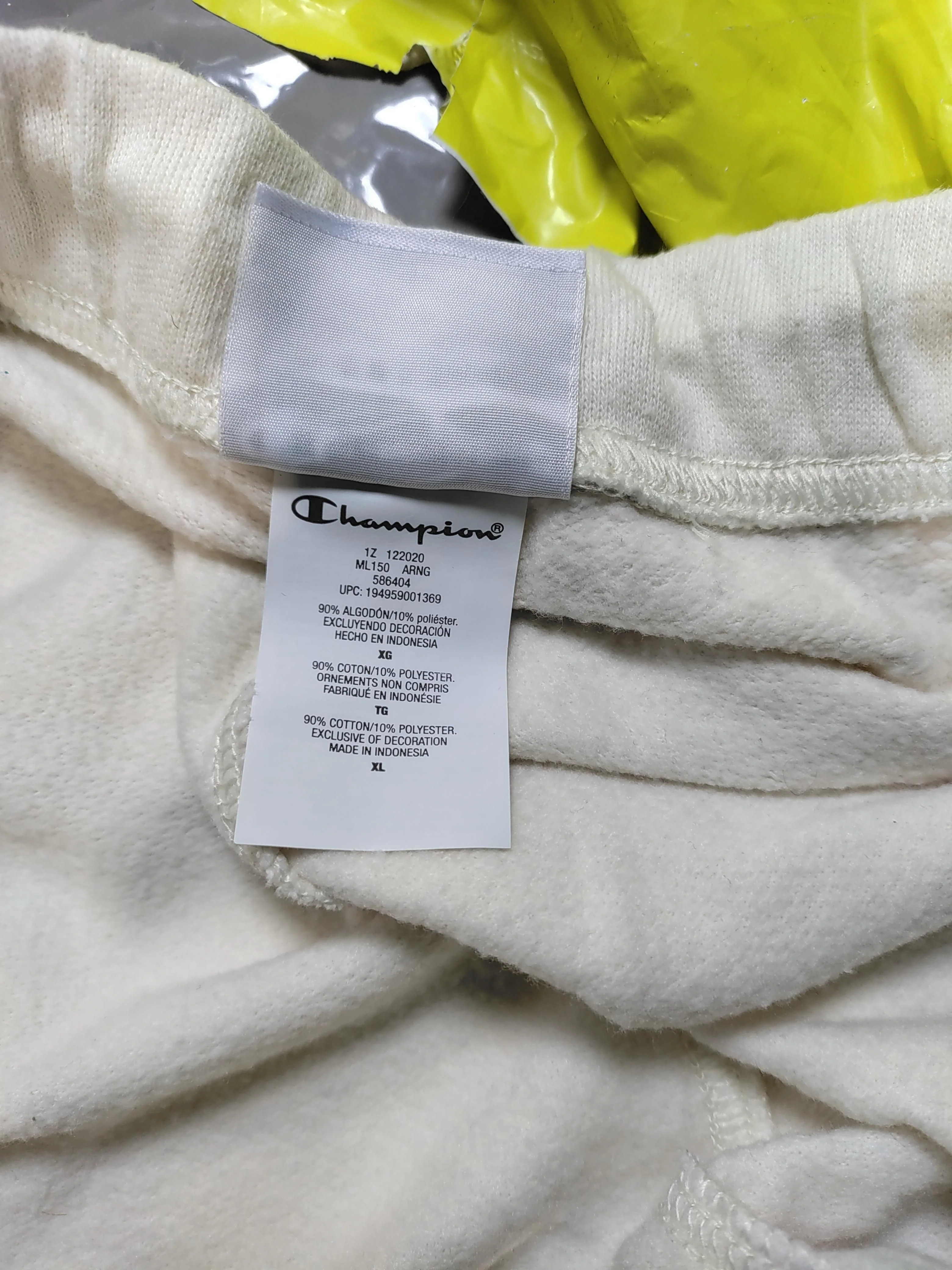 Champion Women's Sports Bottoms XL Cream Cotton with Polyester Sweatpants - Image 6