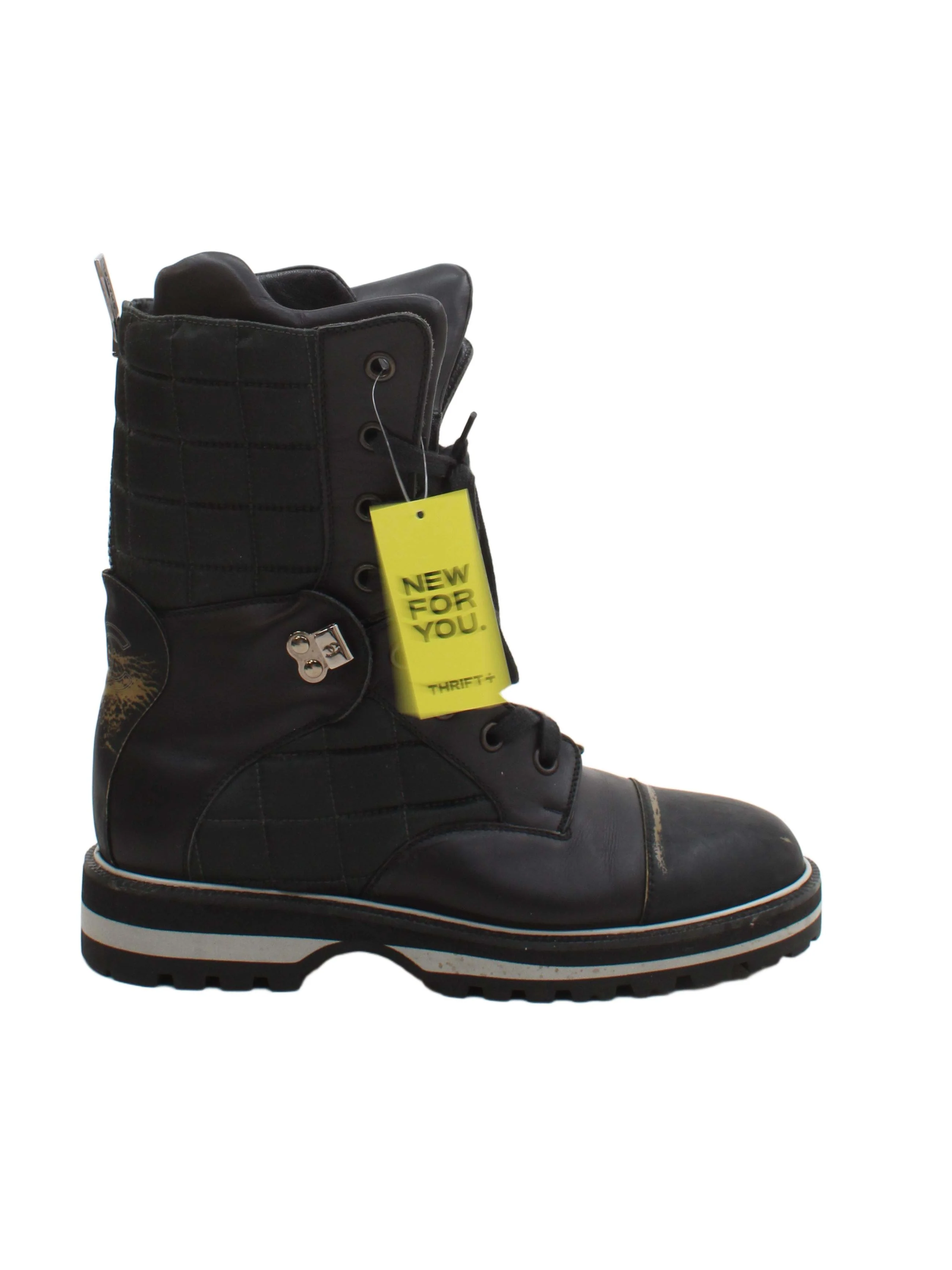 Chanel Men's Boots UK 10 Black 100% Leather Combat