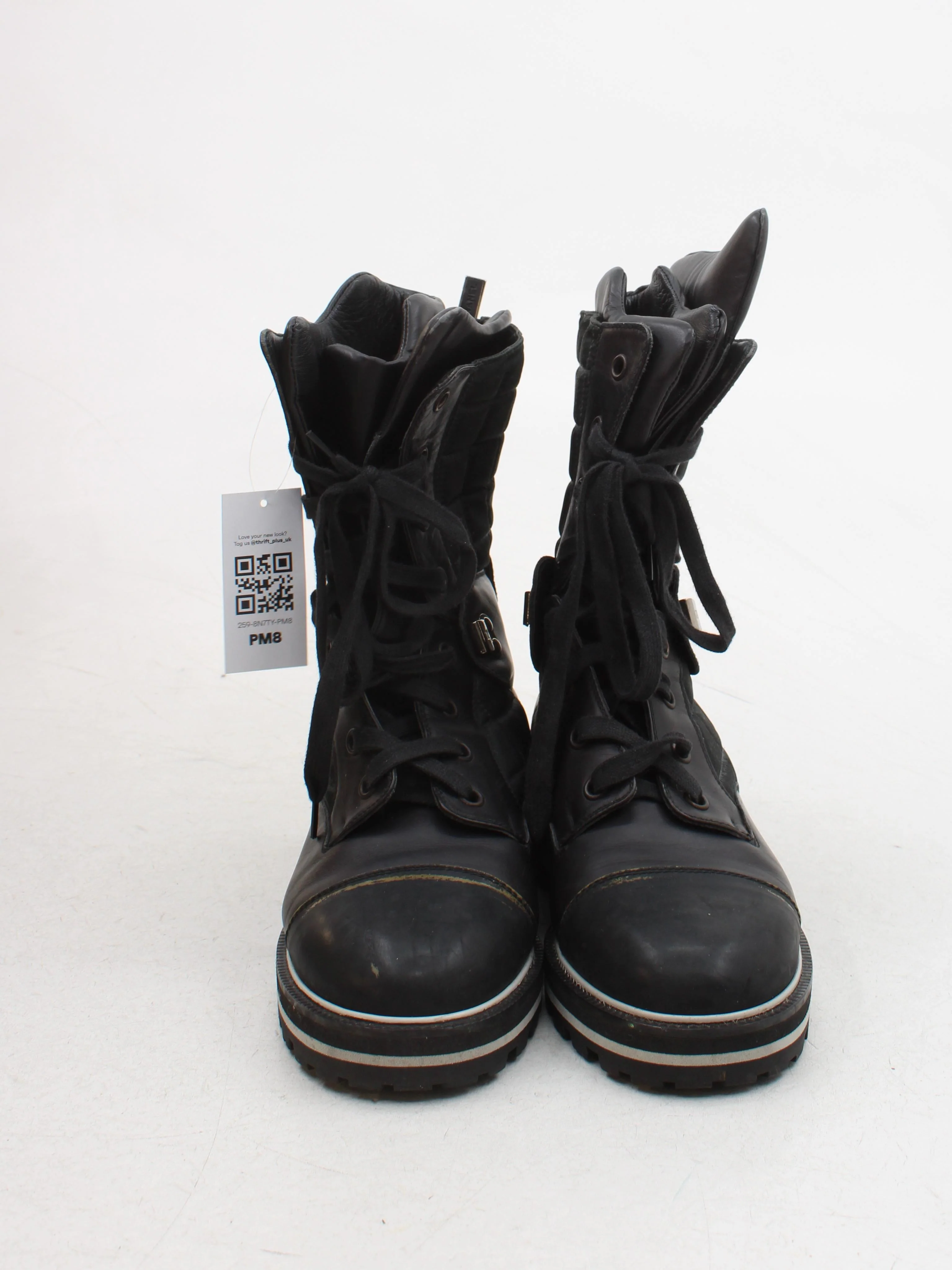 Chanel Men's Boots UK 10 Black 100% Leather Combat - Image 2