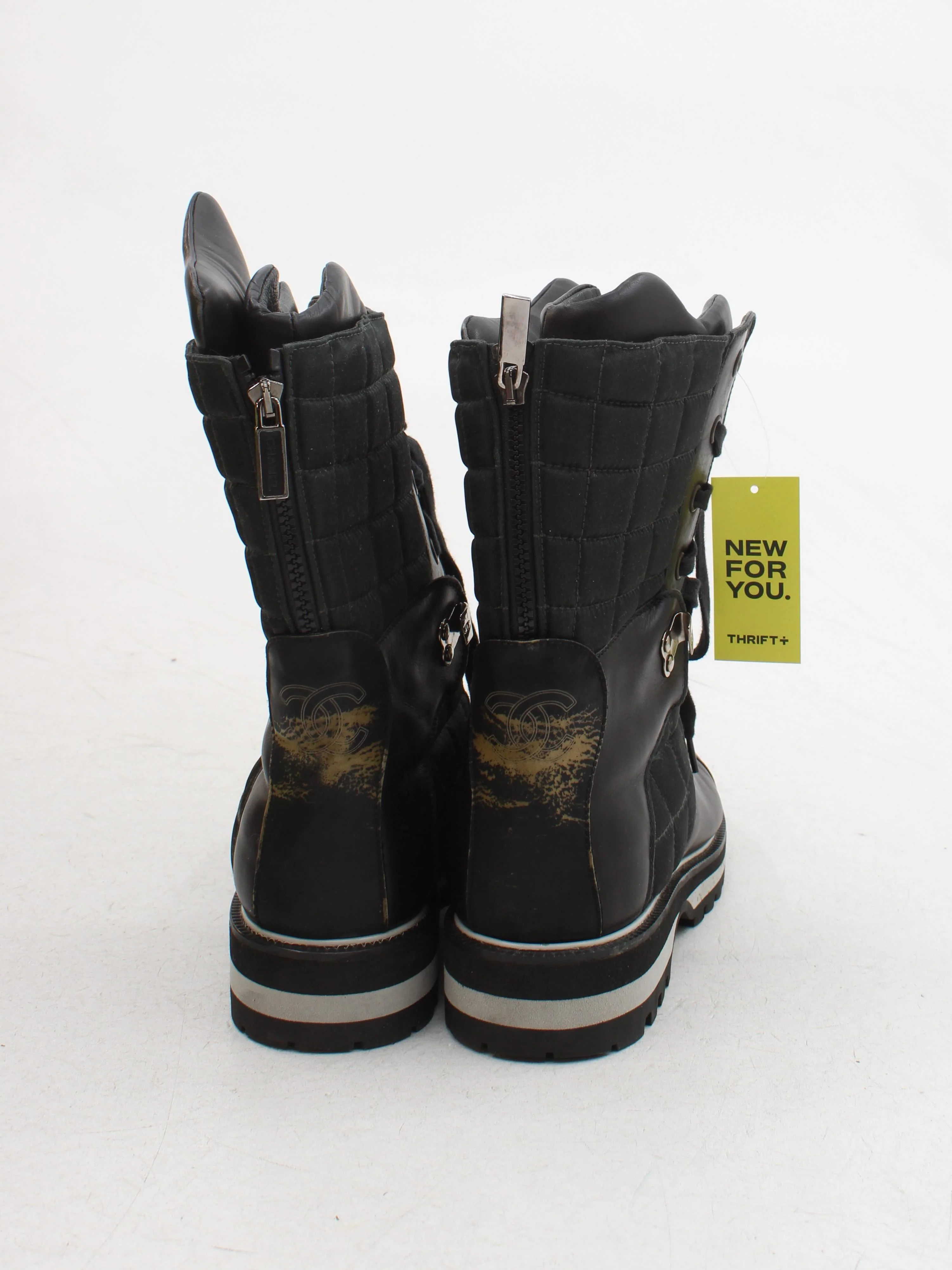 Chanel Men's Boots UK 10 Black 100% Leather Combat - Image 3