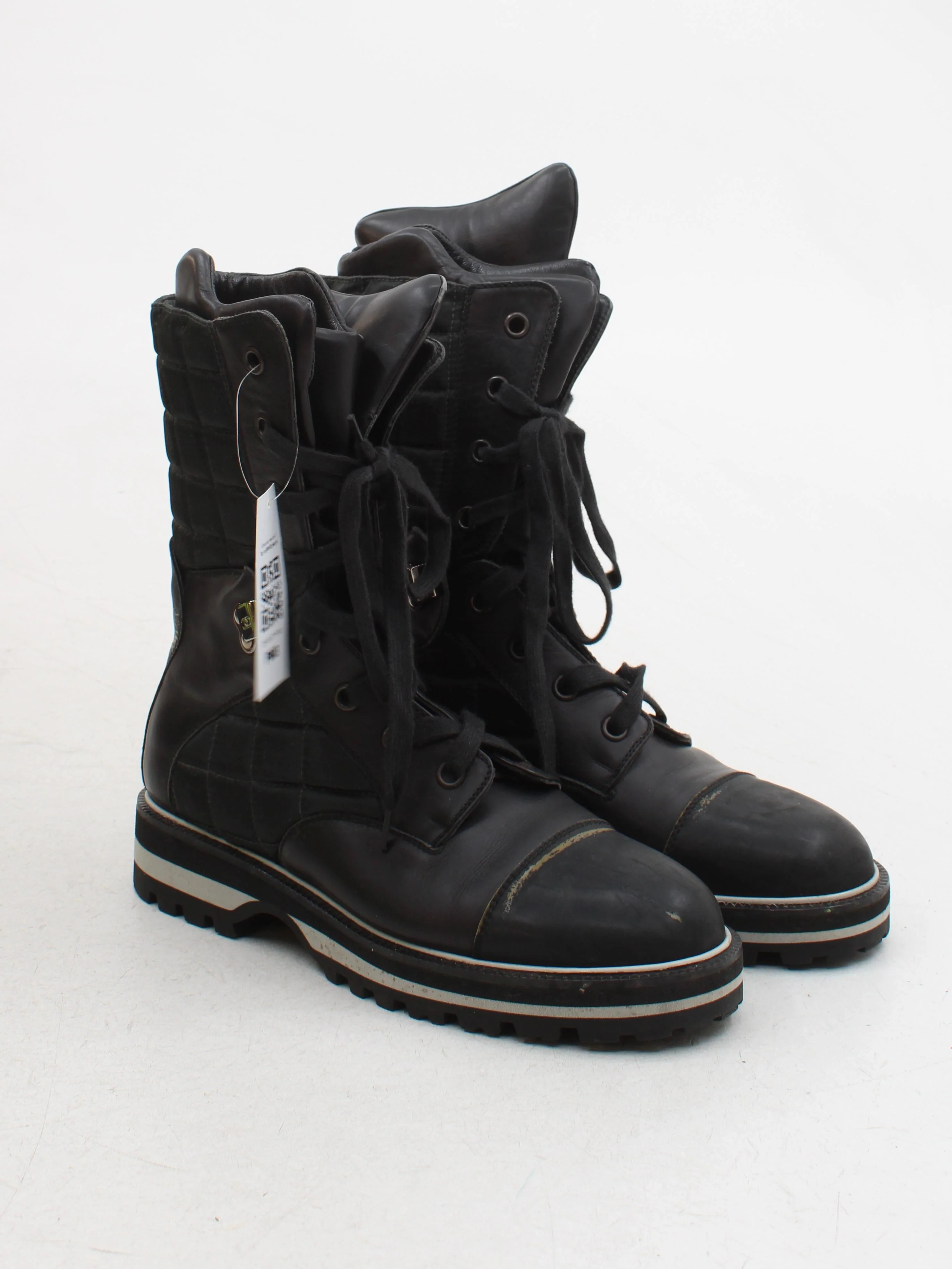 Chanel Men's Boots UK 10 Black 100% Leather Combat - Image 4