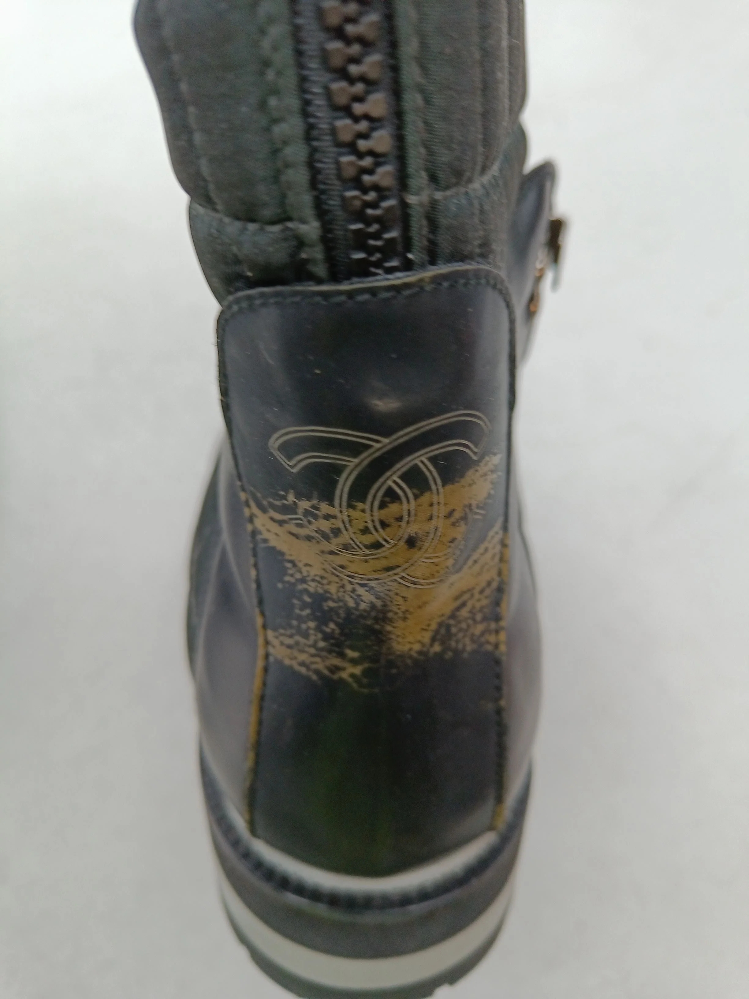 Chanel Men's Boots UK 10 Black 100% Leather Combat - Image 8