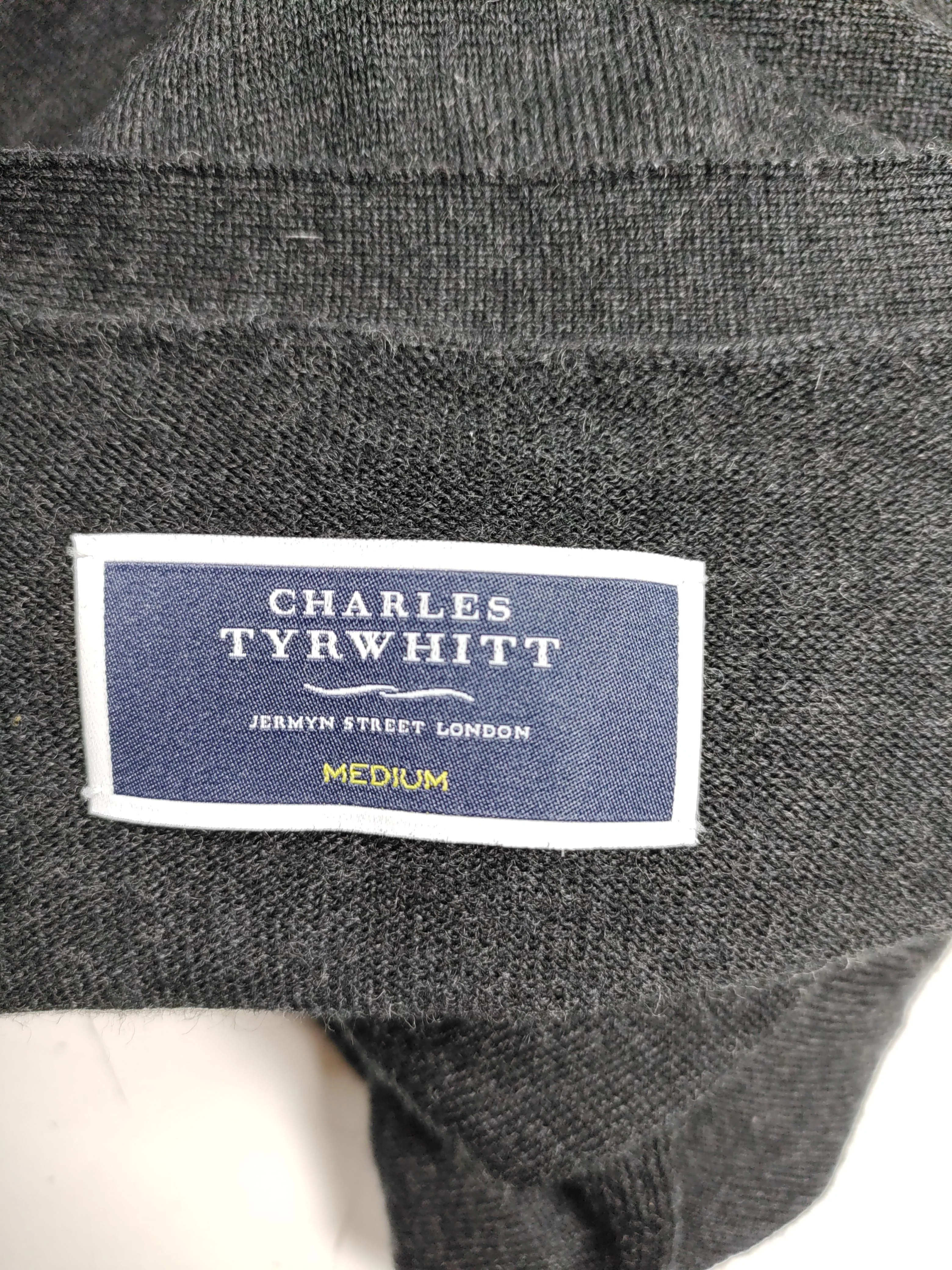 Charles Tyrwhitt Men's Cardigan M Black 100% Wool V-Neck Cardigan - Image 5