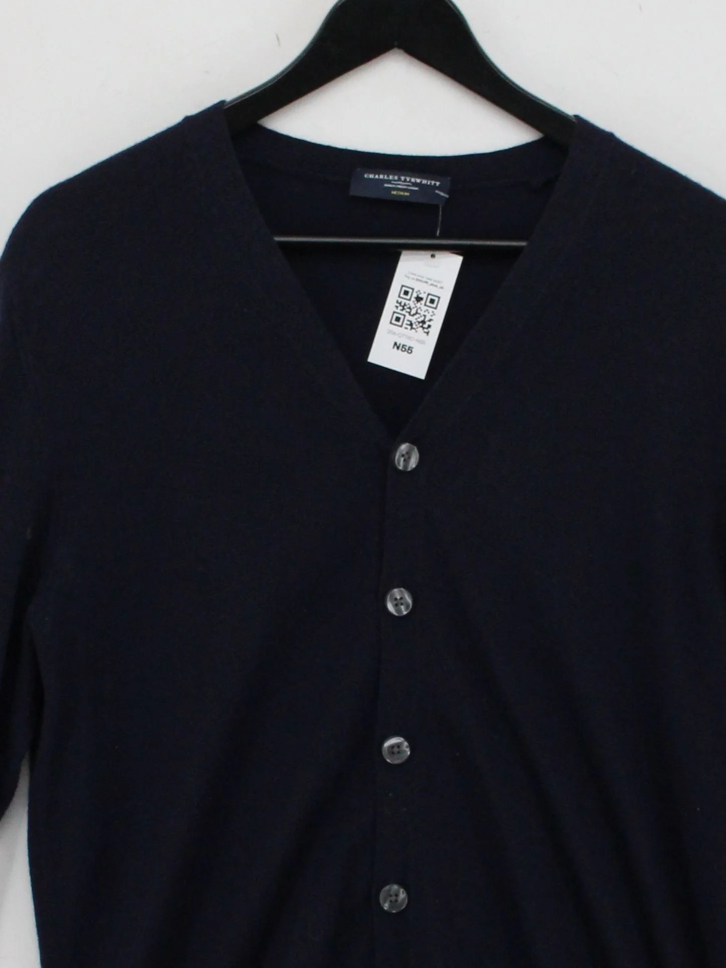 Charles Tyrwhitt Men's Cardigan M Blue 100% Wool V-Neck Cardigan - Image 3