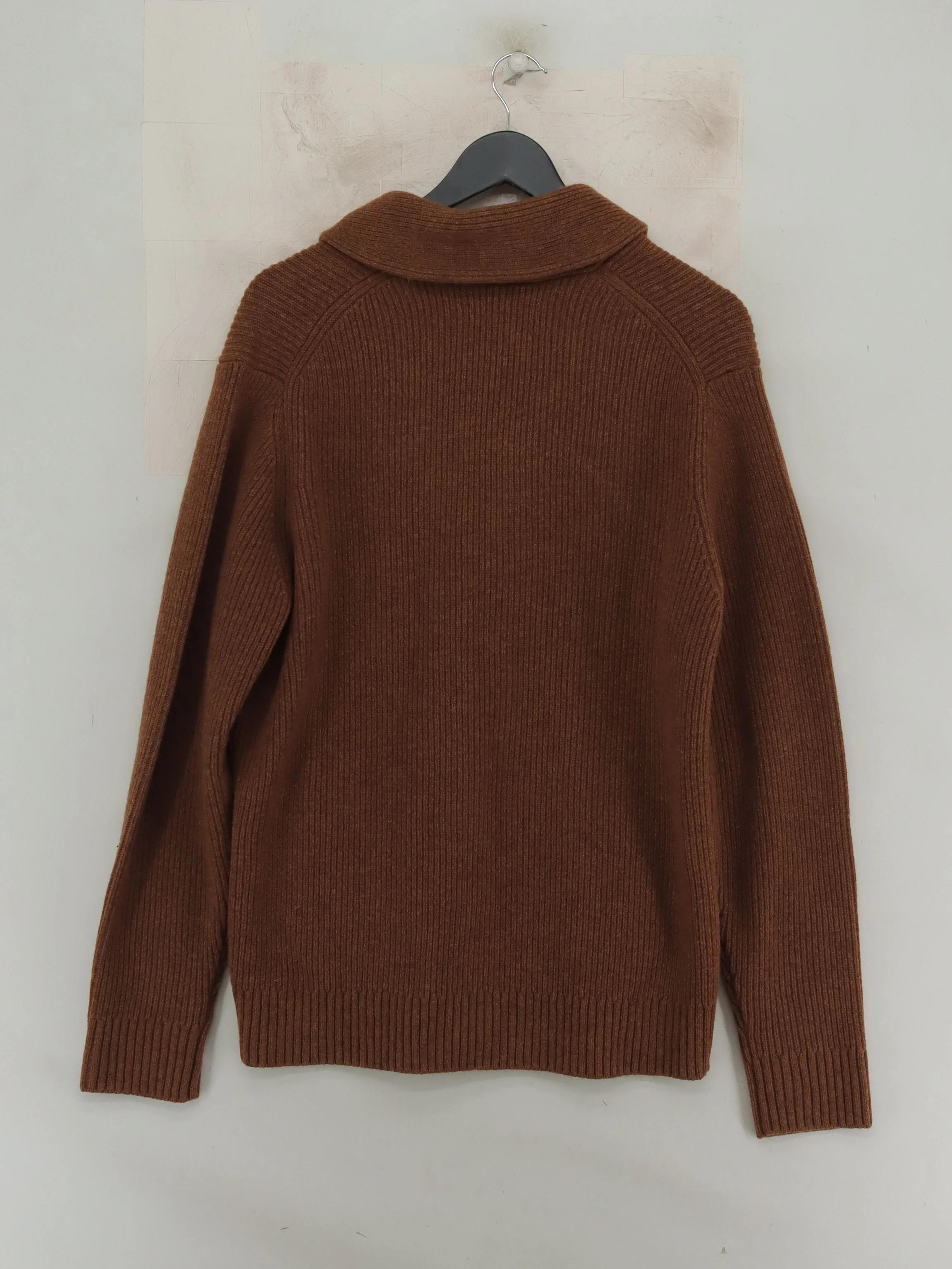 Charles Tyrwhitt Men's Cardigan M Brown 100% Wool Collared Cardigan - Image 2