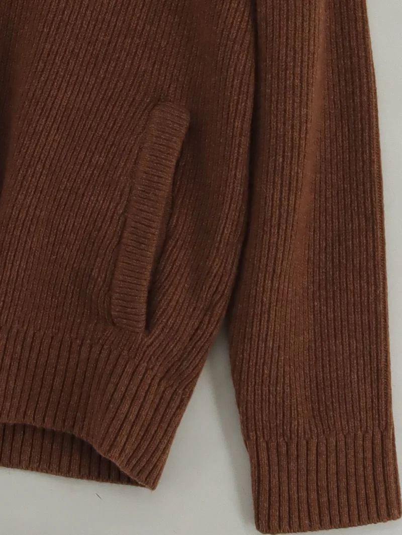 Charles Tyrwhitt Men's Cardigan M Brown 100% Wool Collared Cardigan - Image 4
