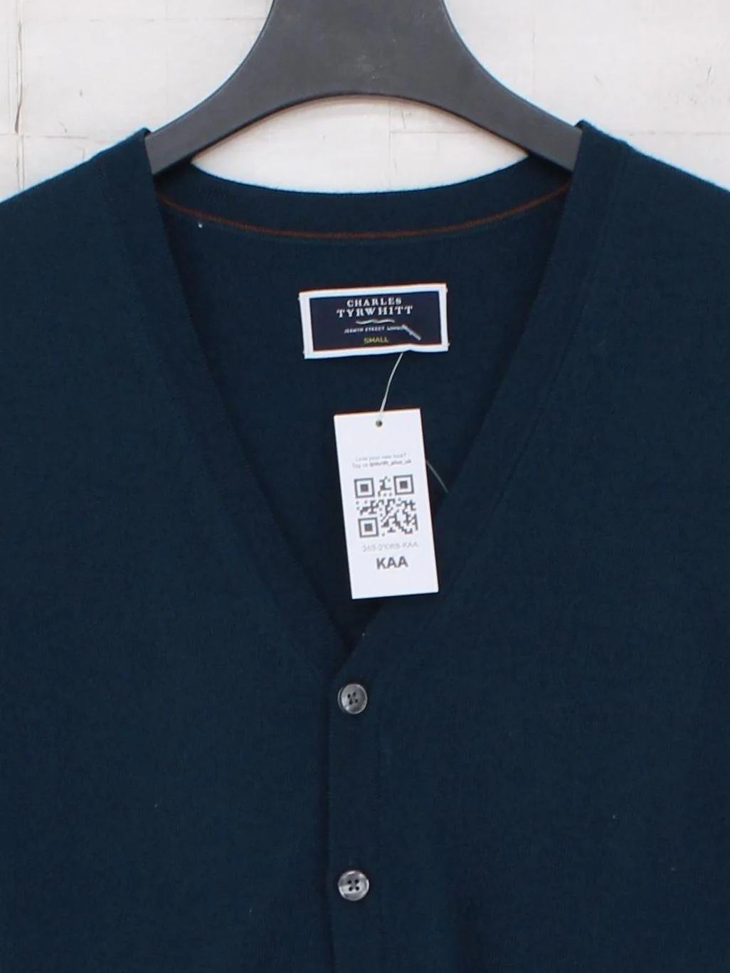 Charles Tyrwhitt Men's Cardigan S Blue 100% Wool V-Neck Cardigan - Image 3