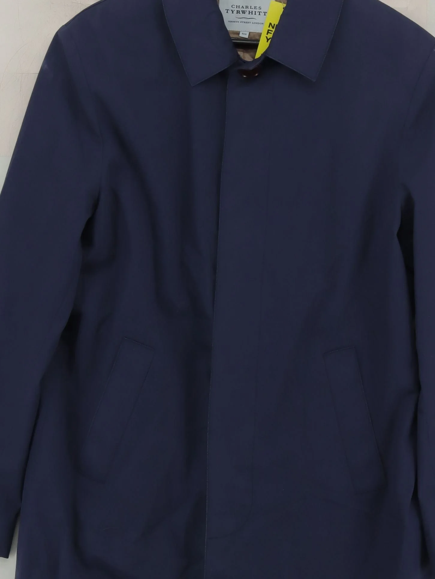 Charles Tyrwhitt Men's Coat L Blue 100% Cotton Trench Coat - Image 3