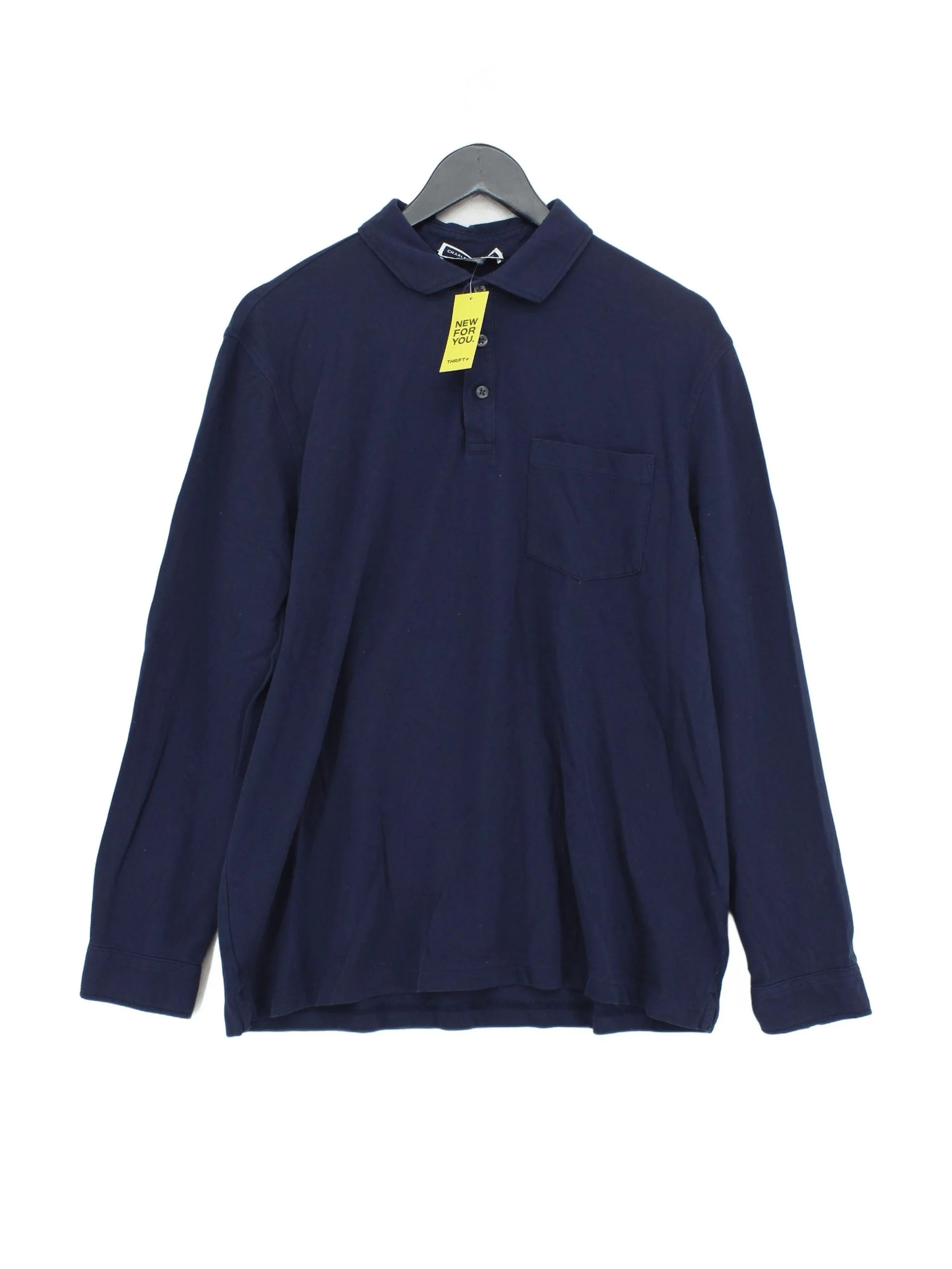Charles Tyrwhitt Men's Polo L Blue Cotton with Elastane Basic