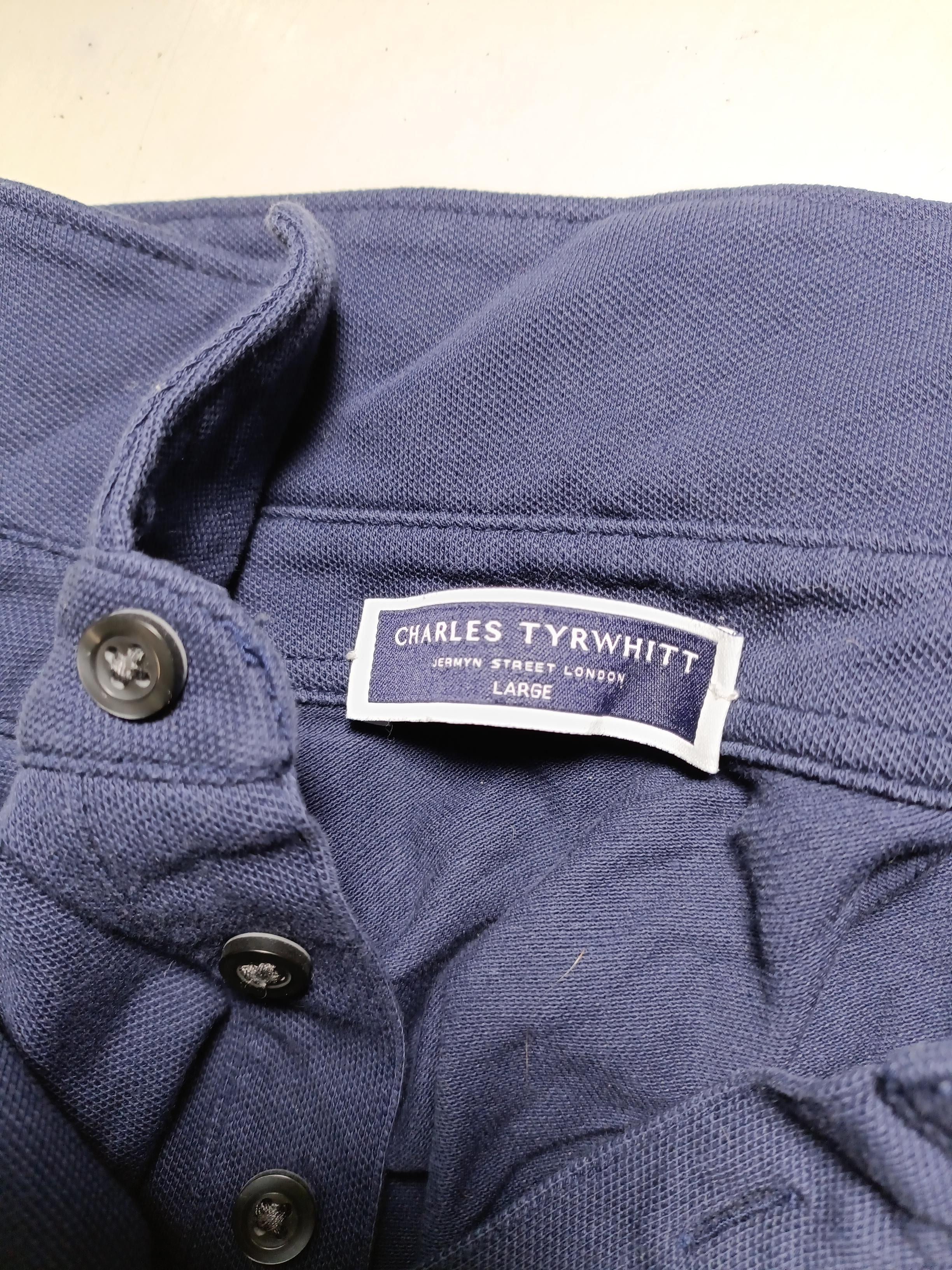 Charles Tyrwhitt Men's Polo L Blue Cotton with Elastane Basic - Image 5