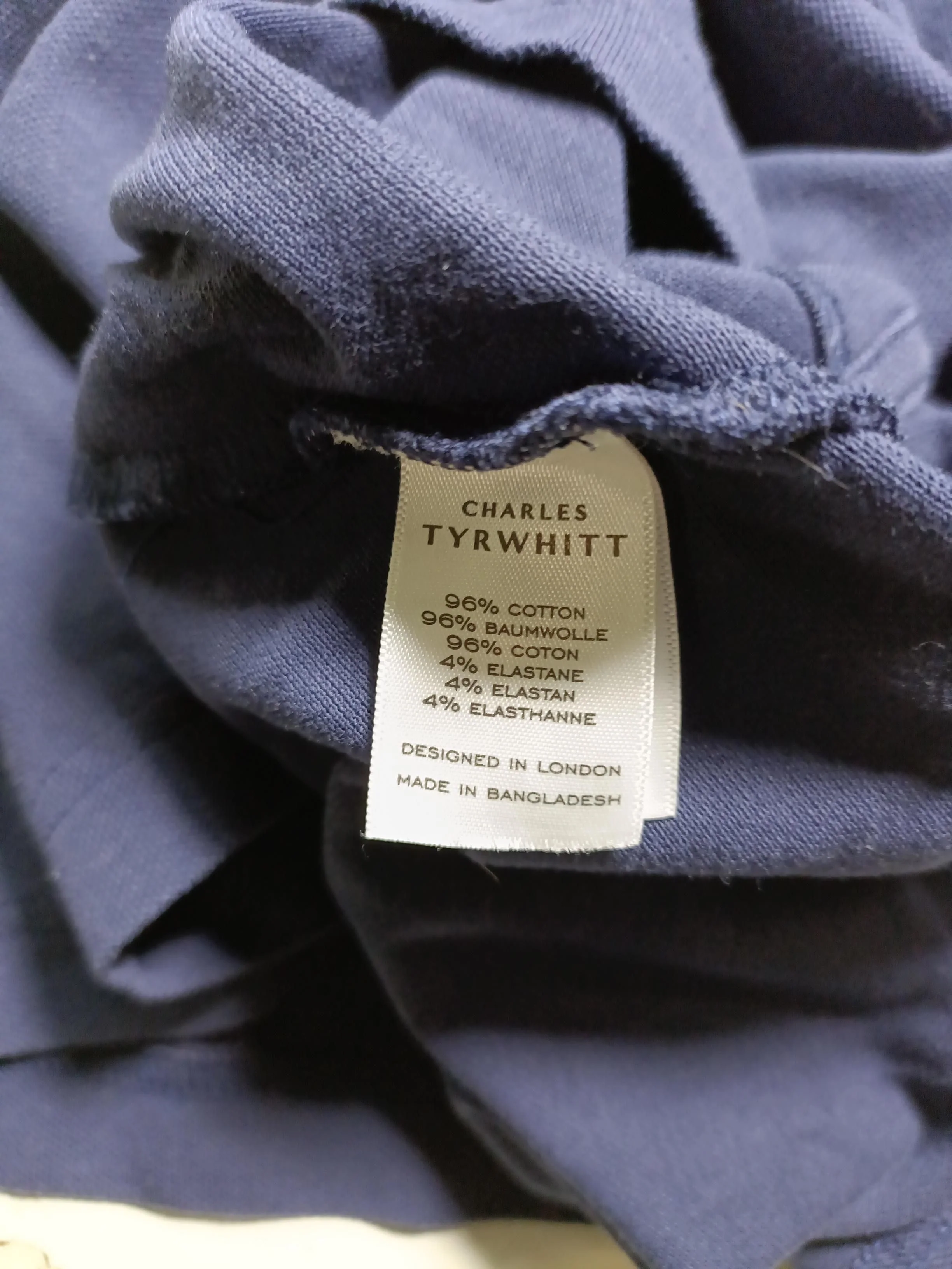 Charles Tyrwhitt Men's Polo L Blue Cotton with Elastane Basic - Image 6