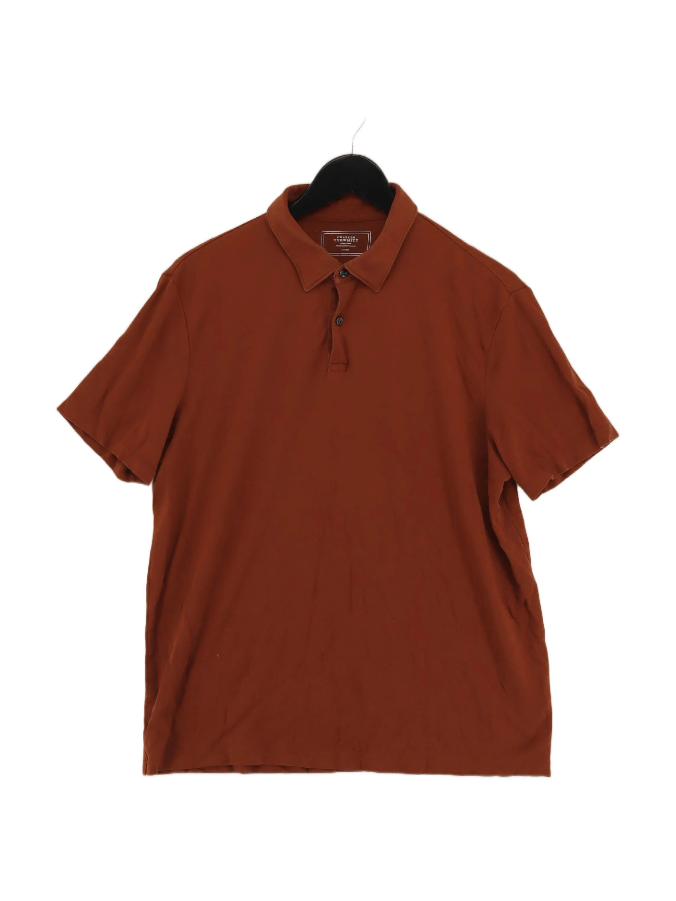 Charles Tyrwhitt Men's Polo L Brown 100% Cotton Basic