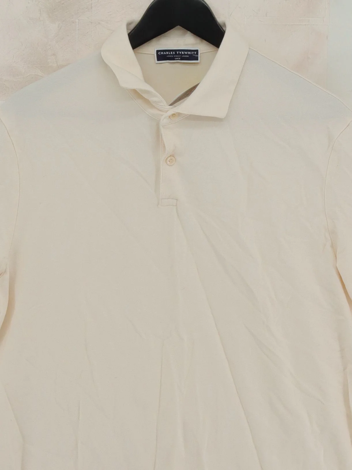 Charles Tyrwhitt Men's Polo L Cream Cotton with Elastane Basic - Image 3