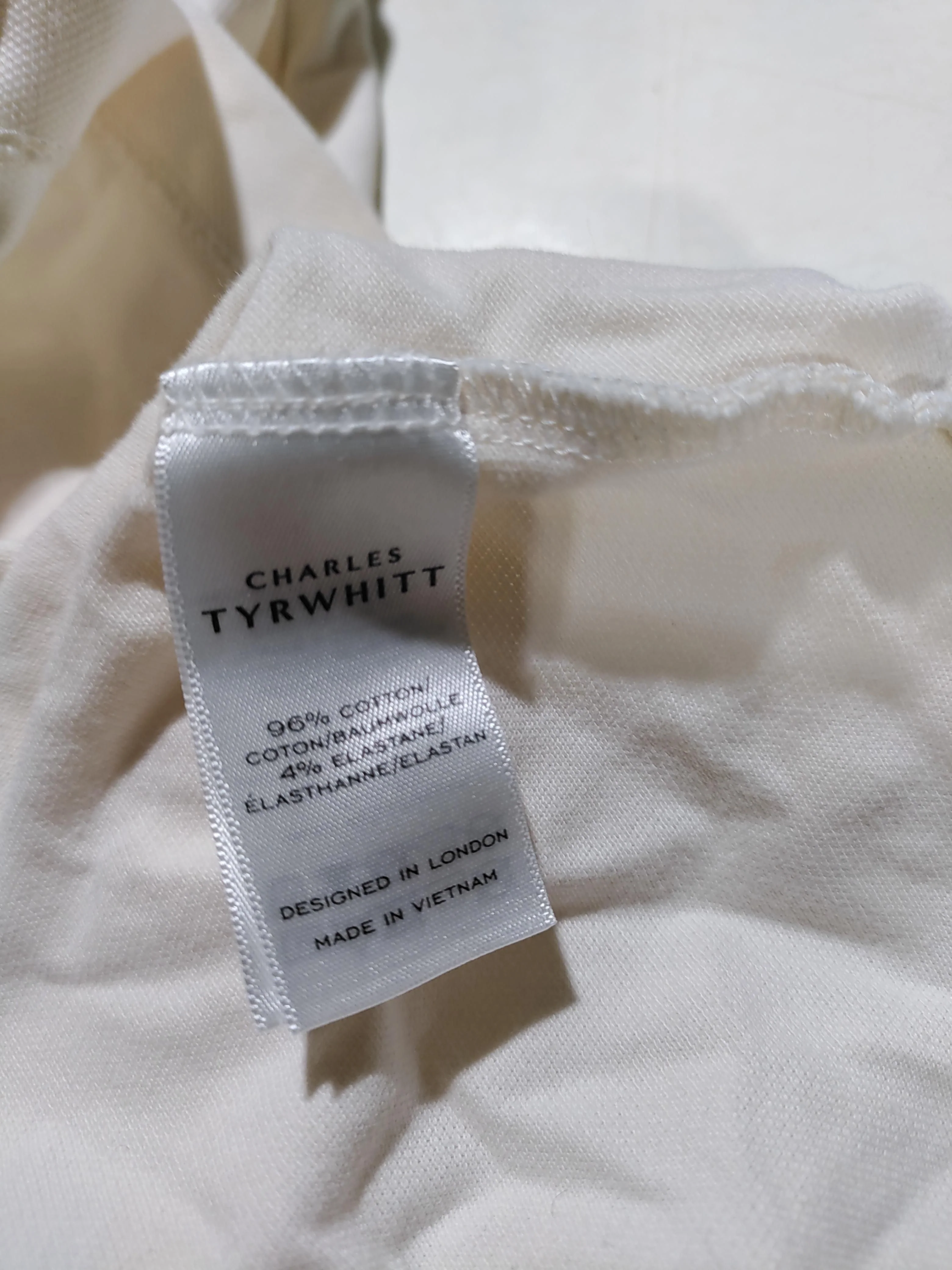 Charles Tyrwhitt Men's Polo L Cream Cotton with Elastane Basic - Image 6