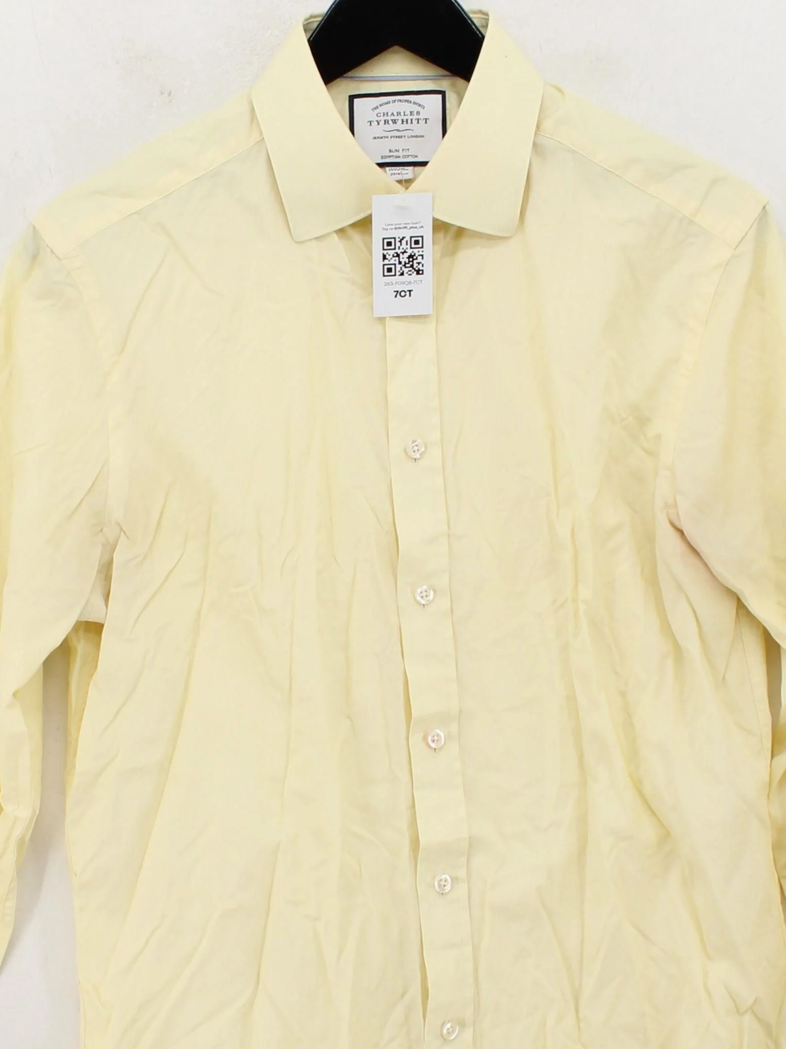 Charles Tyrwhitt Men's Shirt Chest: 35 in Yellow 100% Cotton Basic - Image 3