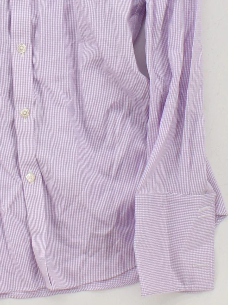 Charles Tyrwhitt Men's Shirt Collar: 14.5 in Purple Checkered 100% Cotton Basic - Image 4