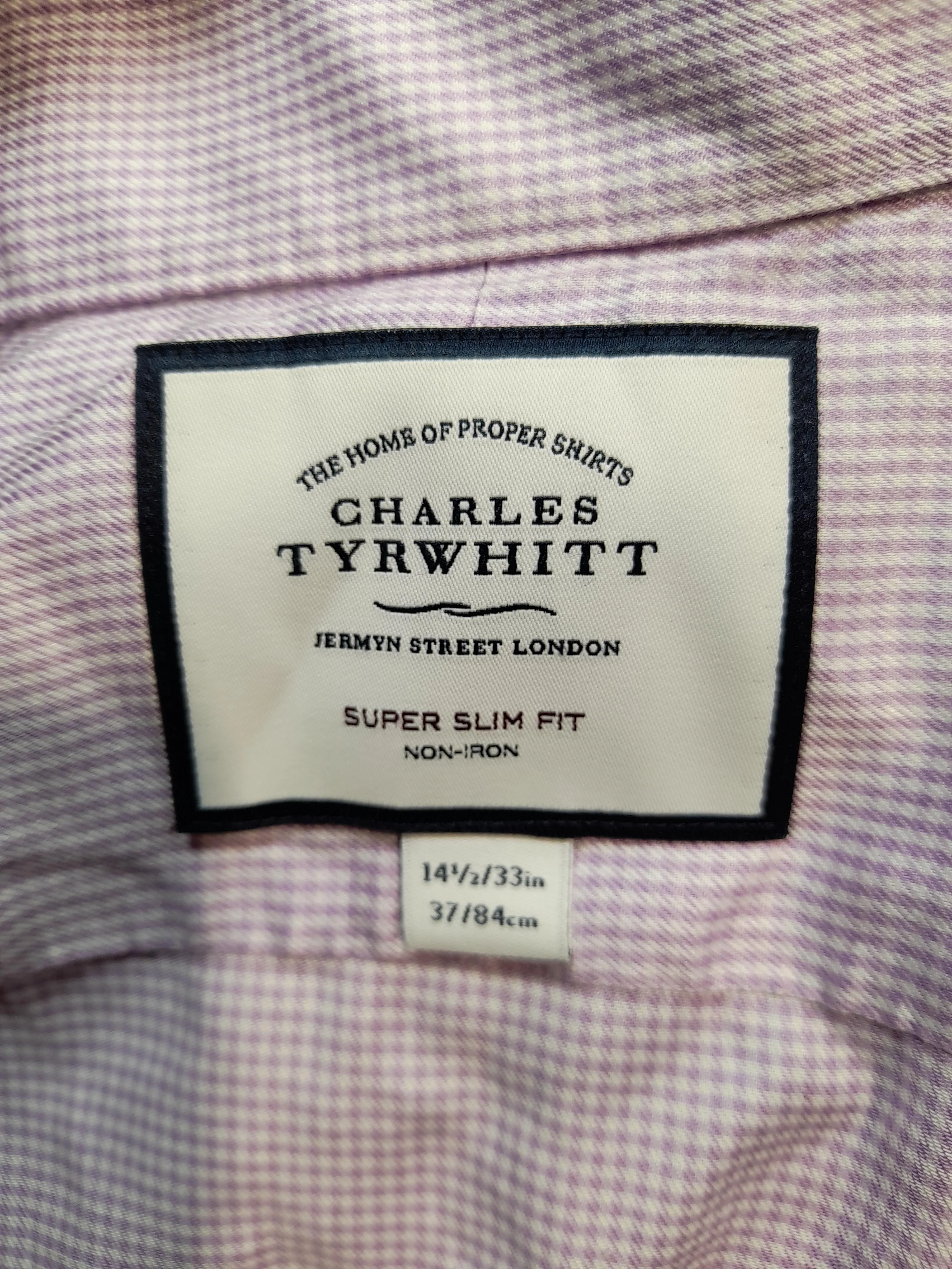 Charles Tyrwhitt Men's Shirt Collar: 14.5 in Purple Checkered 100% Cotton Basic - Image 5
