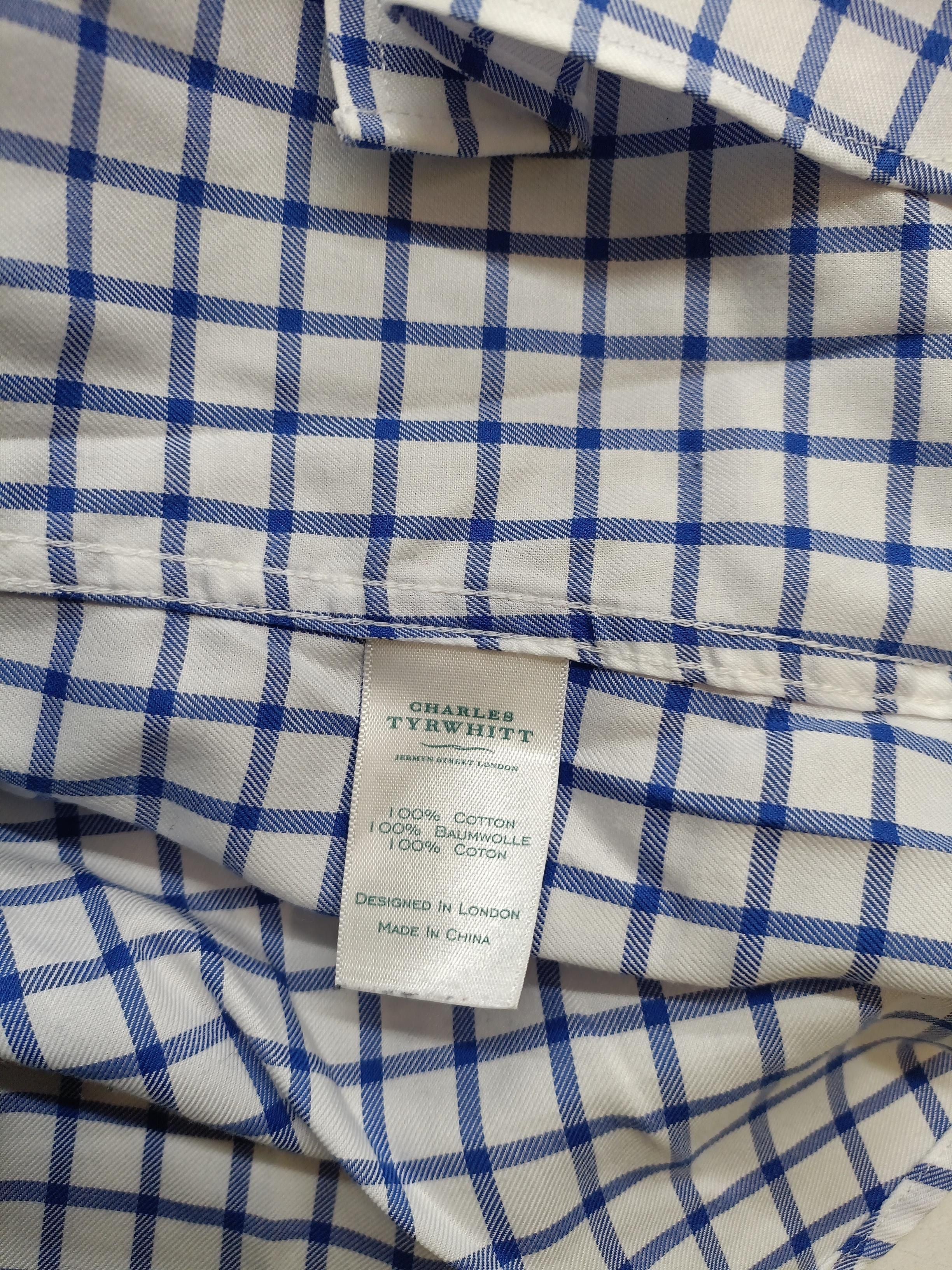 Charles Tyrwhitt Men's Shirt Collar: 15.5 in White Checkered 100% Cotton Basic - Image 6