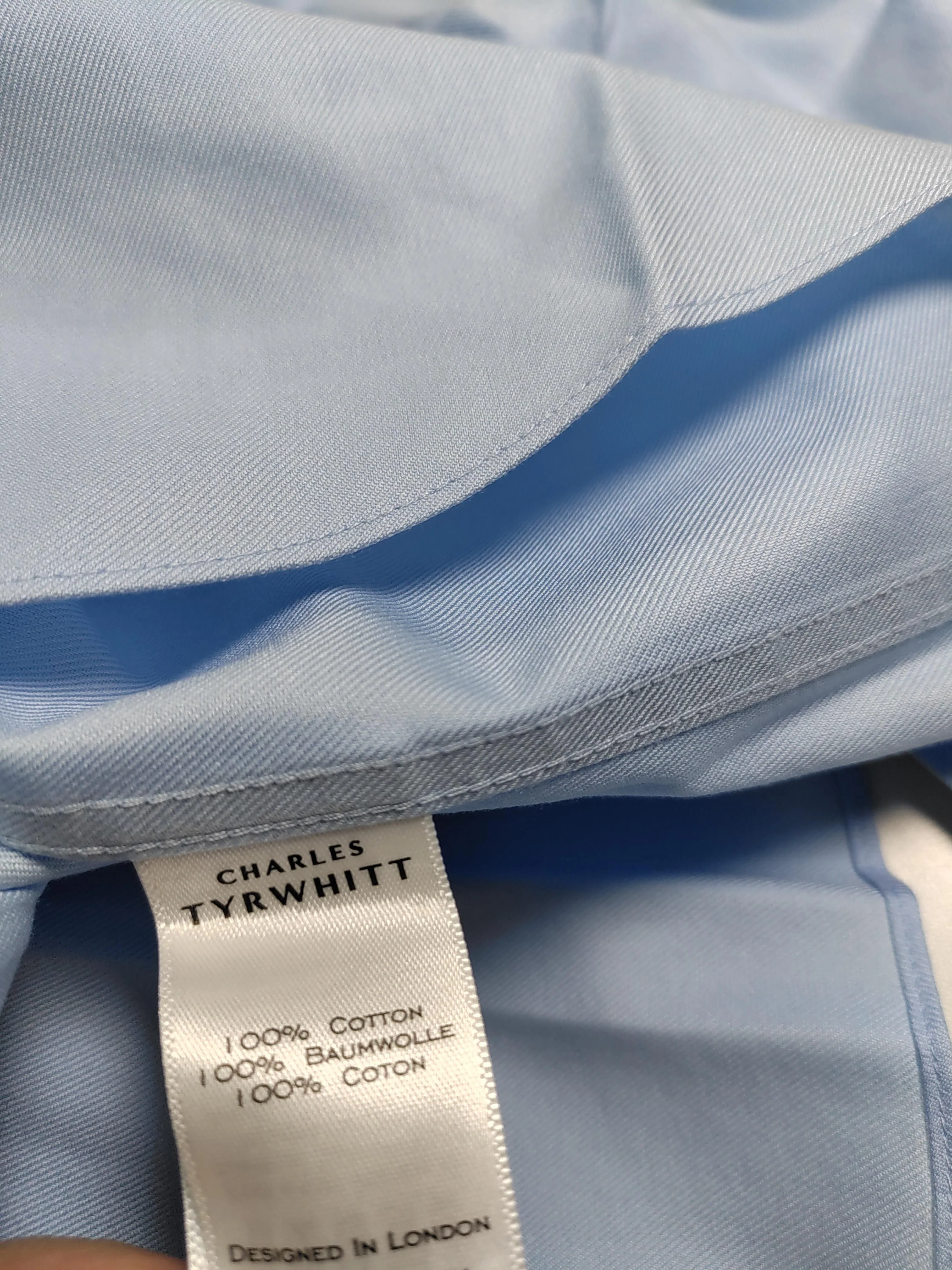 Charles Tyrwhitt Men's Shirt Collar: 17 in Blue 100% Cotton Basic - Image 6