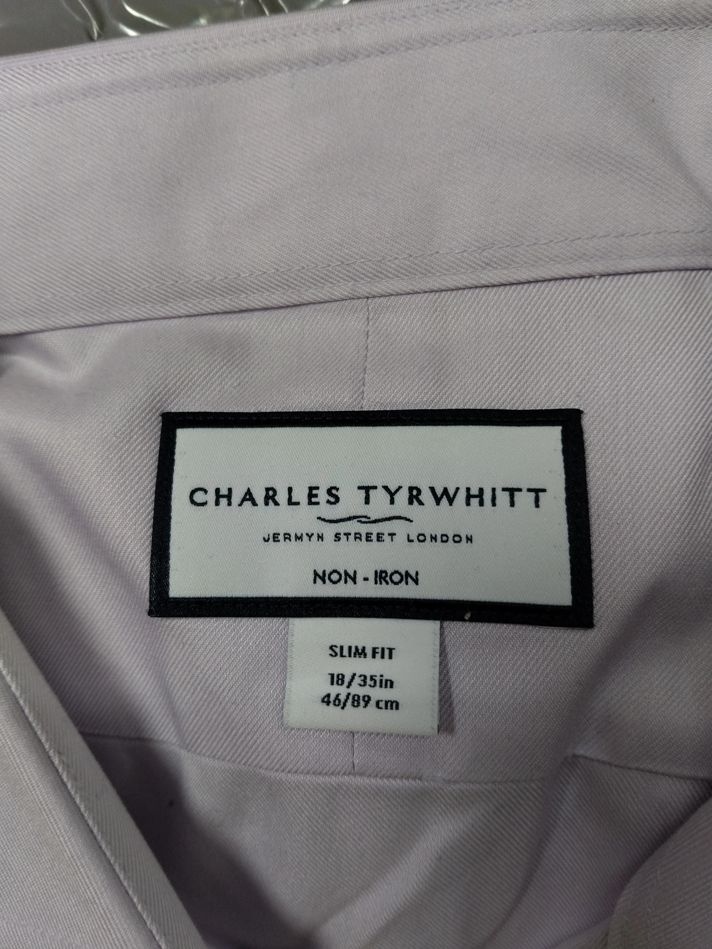 Charles Tyrwhitt Men's Shirt Collar: 18 in Purple 100% Cotton Basic - Image 5