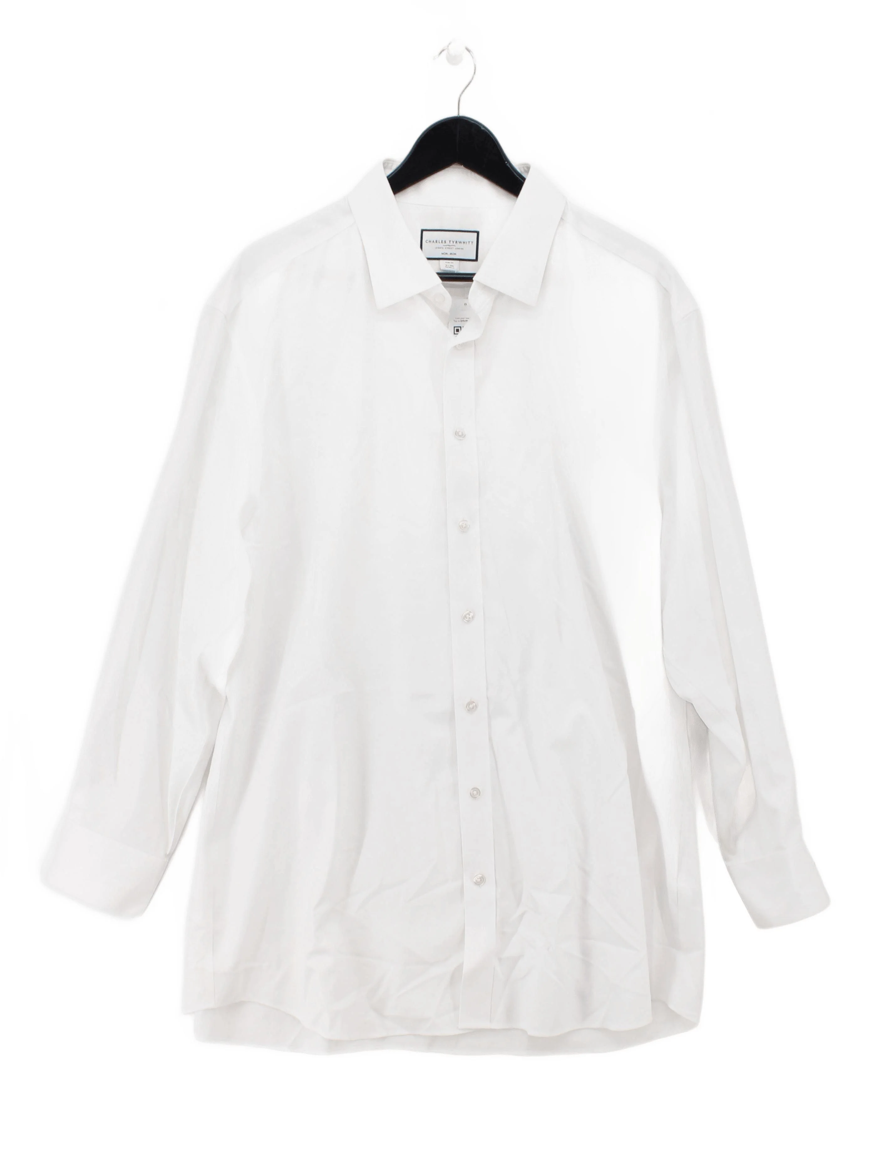 Charles Tyrwhitt Men's Shirt Collar: 18 in White 100% Cotton Basic