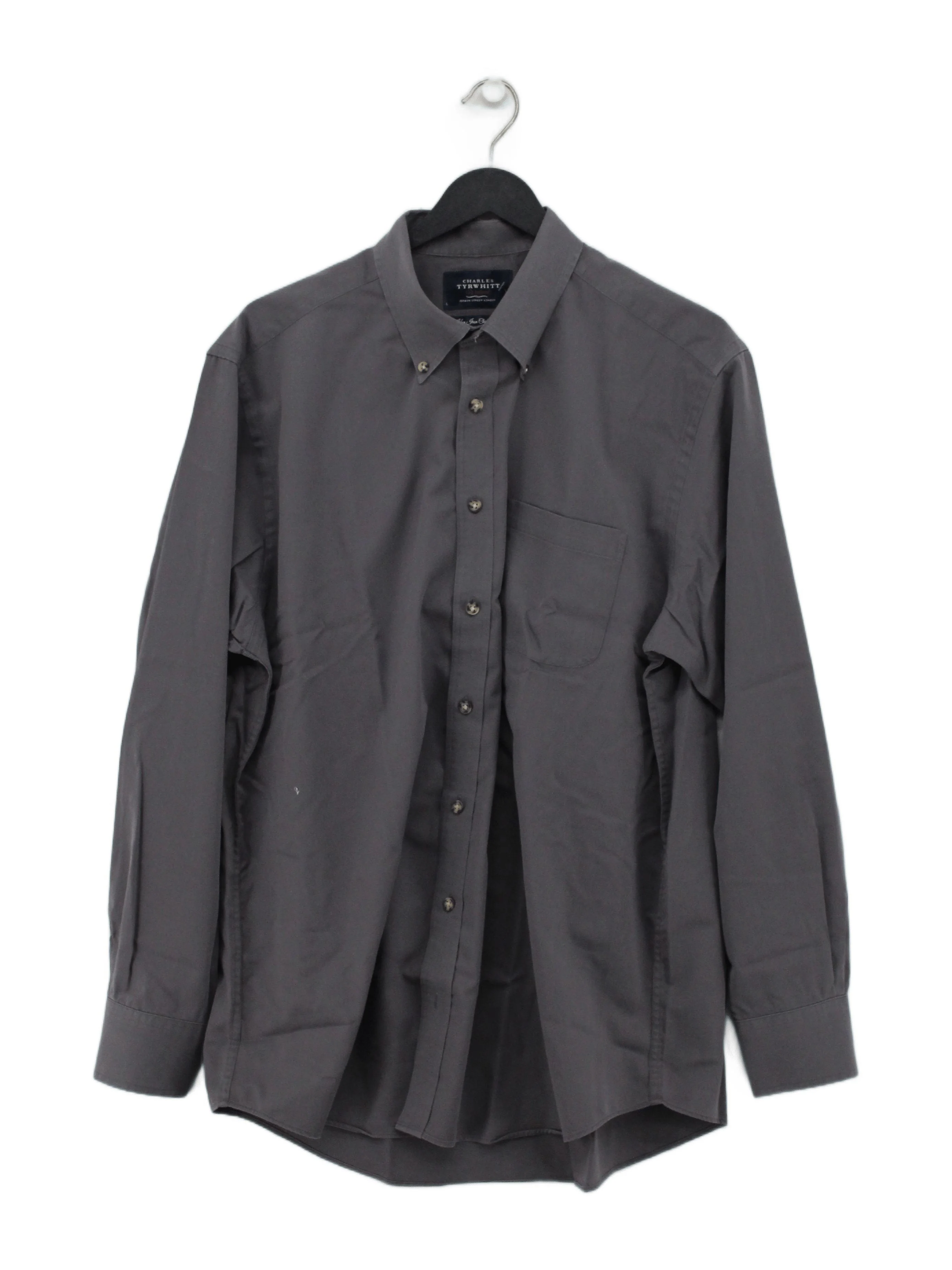 Charles Tyrwhitt Men's Shirt L Grey 100% Cotton Basic
