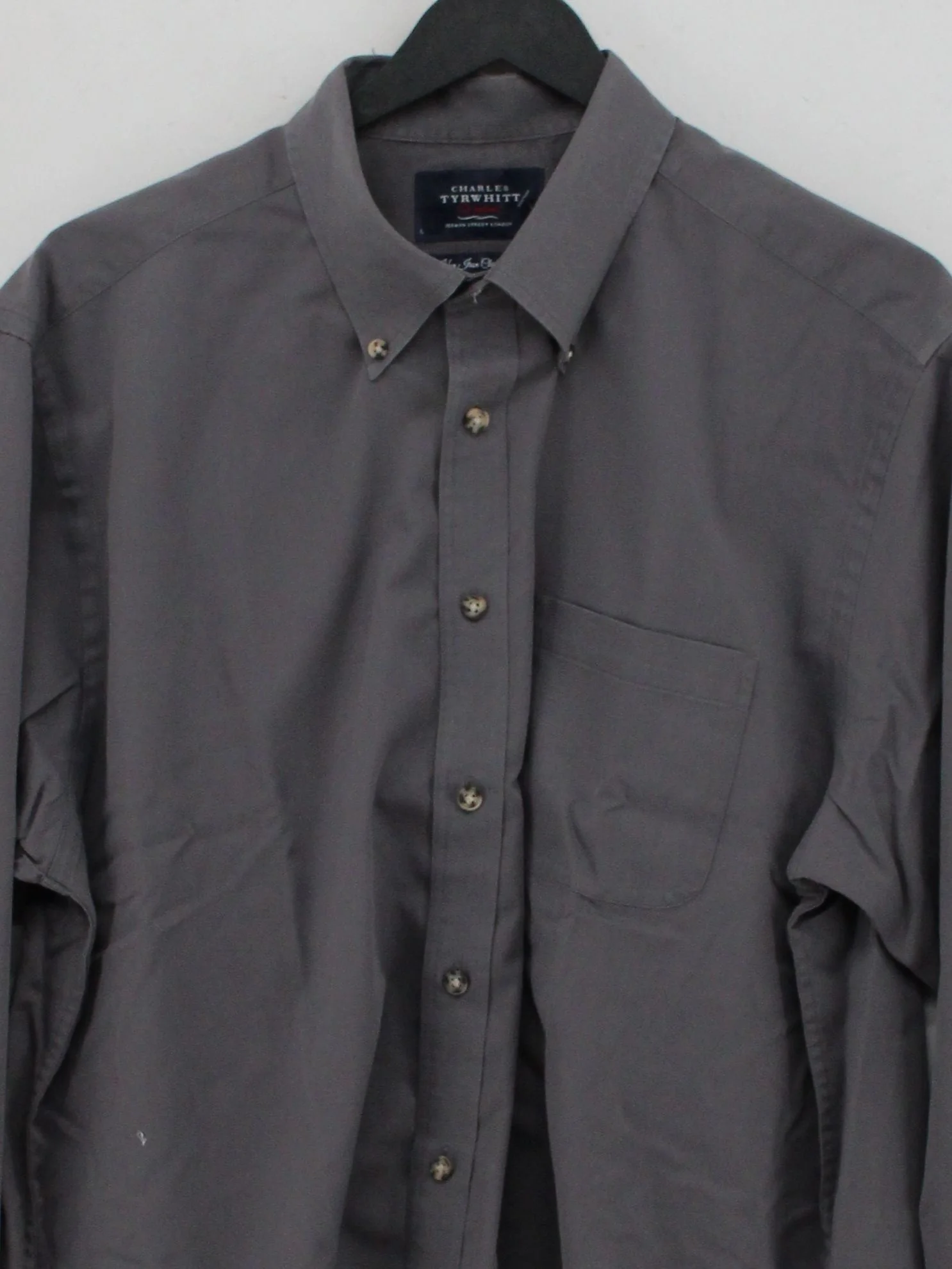 Charles Tyrwhitt Men's Shirt L Grey 100% Cotton Basic - Image 3