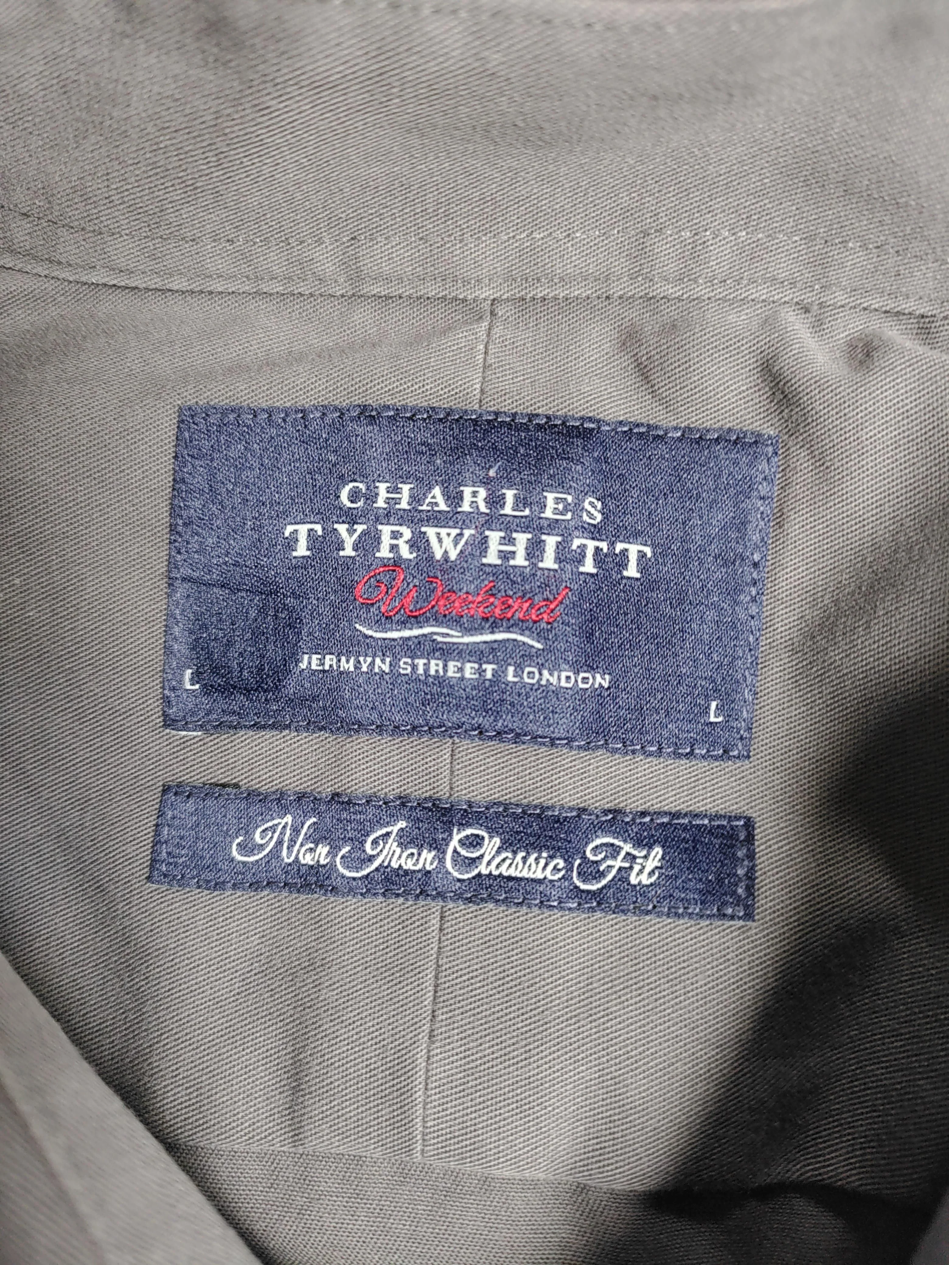 Charles Tyrwhitt Men's Shirt L Grey 100% Cotton Basic - Image 5