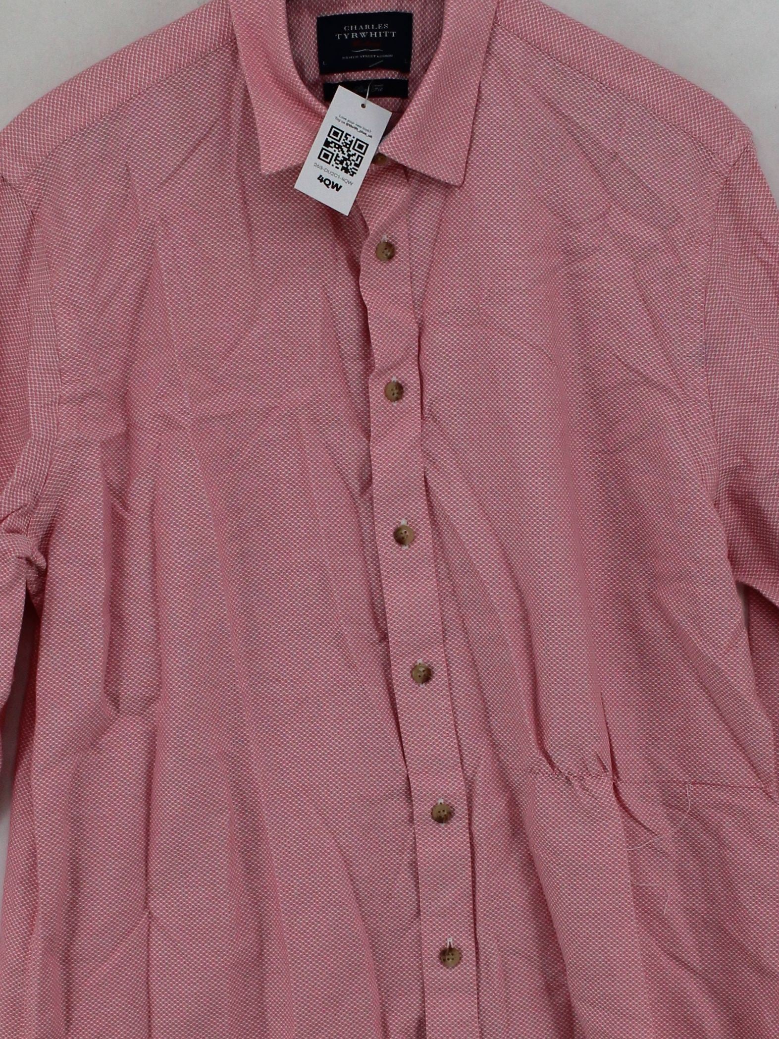 Charles Tyrwhitt Men's Shirt L Pink 100% Cotton Basic - Image 3