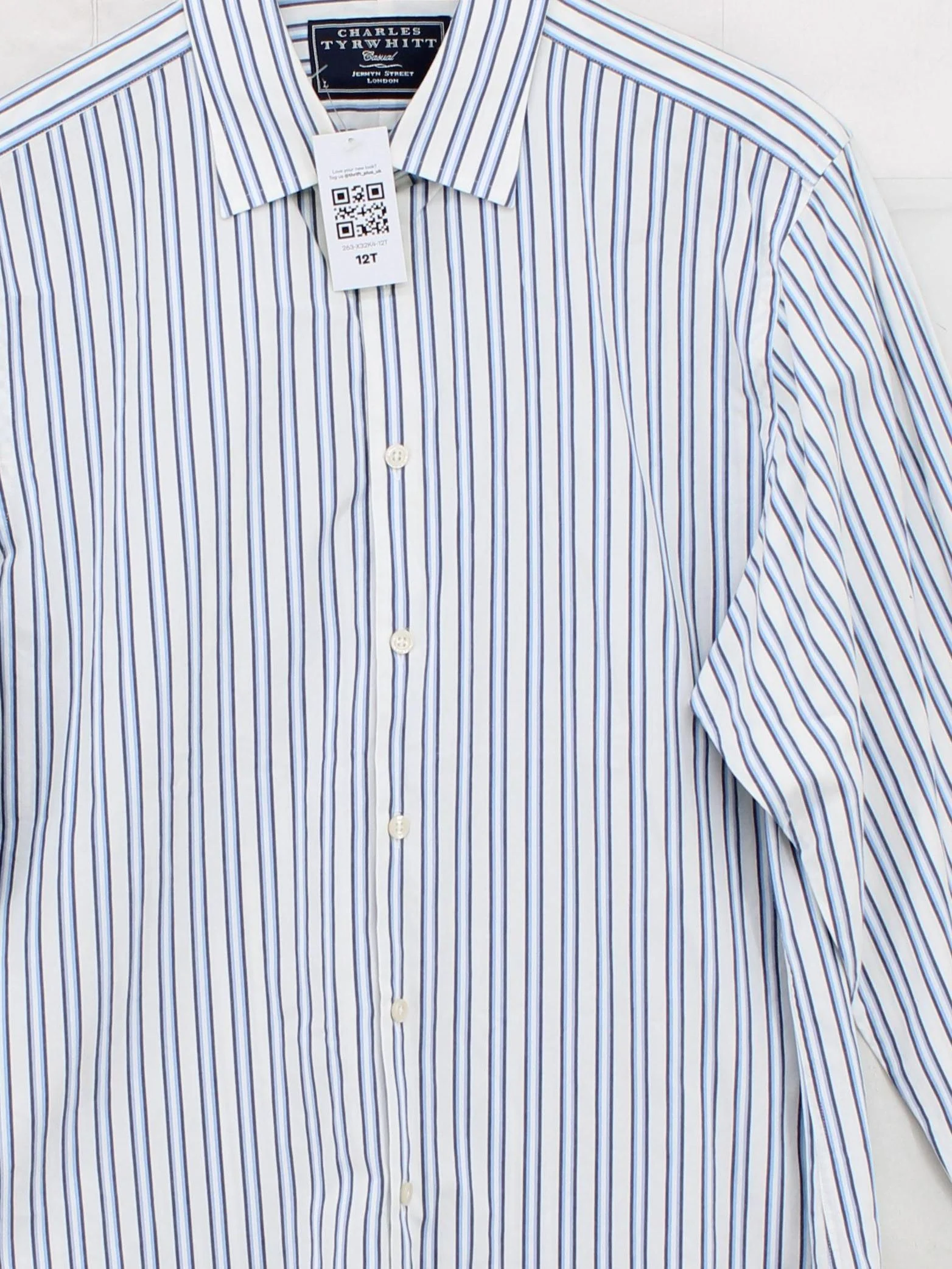 Charles Tyrwhitt Men's Shirt L White Striped 100% Cotton Basic - Image 3