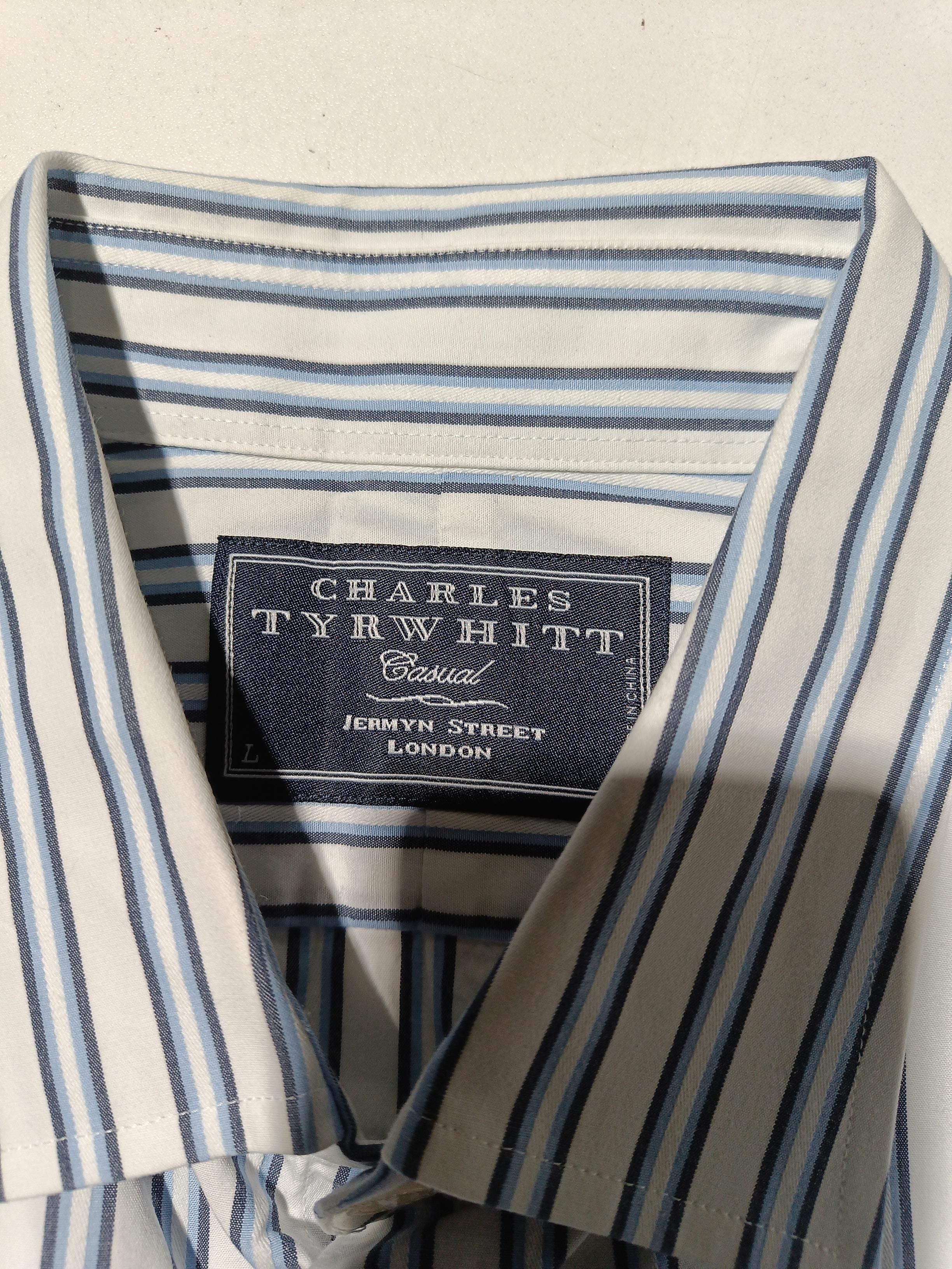 Charles Tyrwhitt Men's Shirt L White Striped 100% Cotton Basic - Image 5