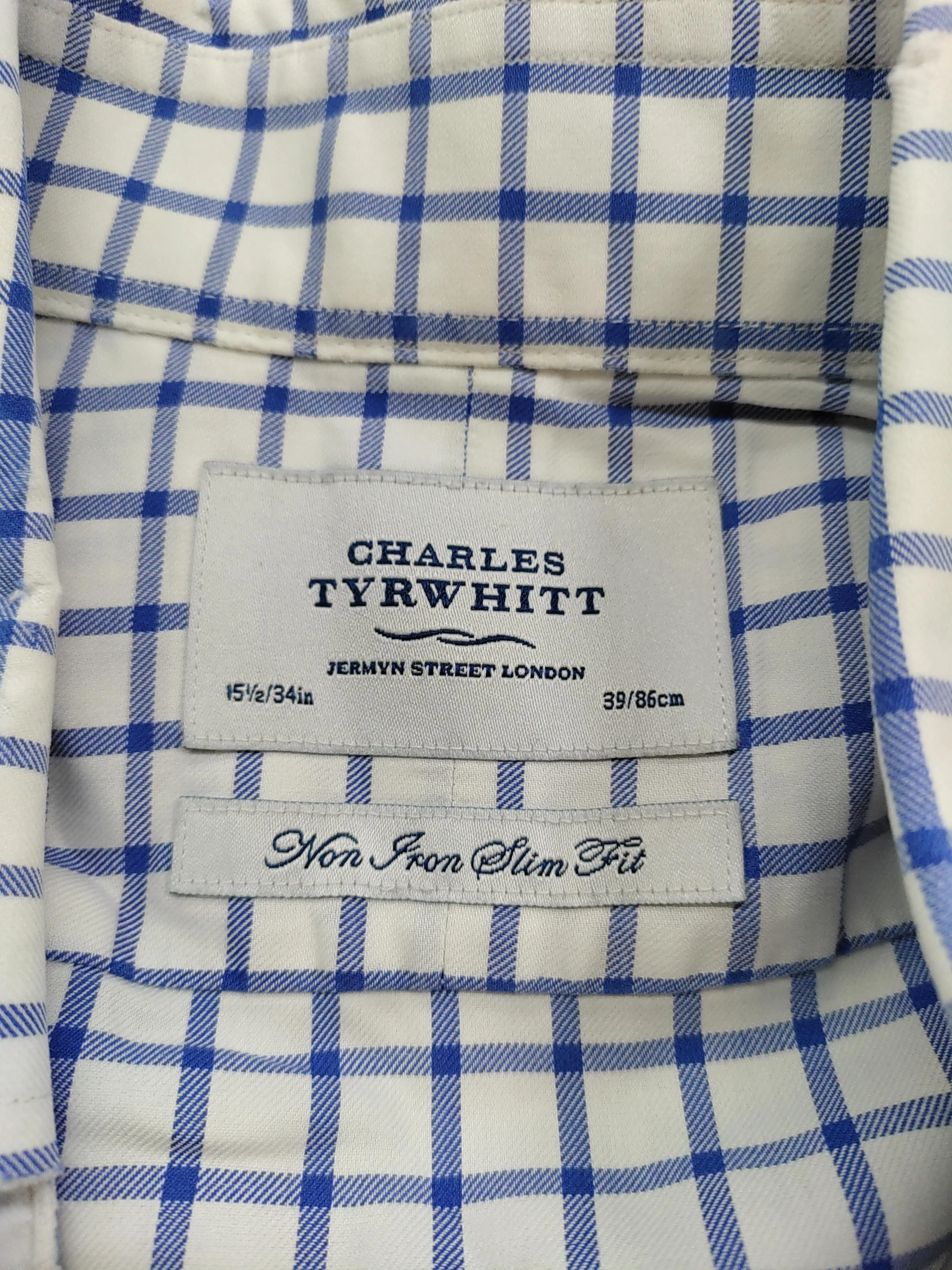 Charles Tyrwhitt Men's Shirt M Blue Checkered 100% Cotton Basic - Image 5