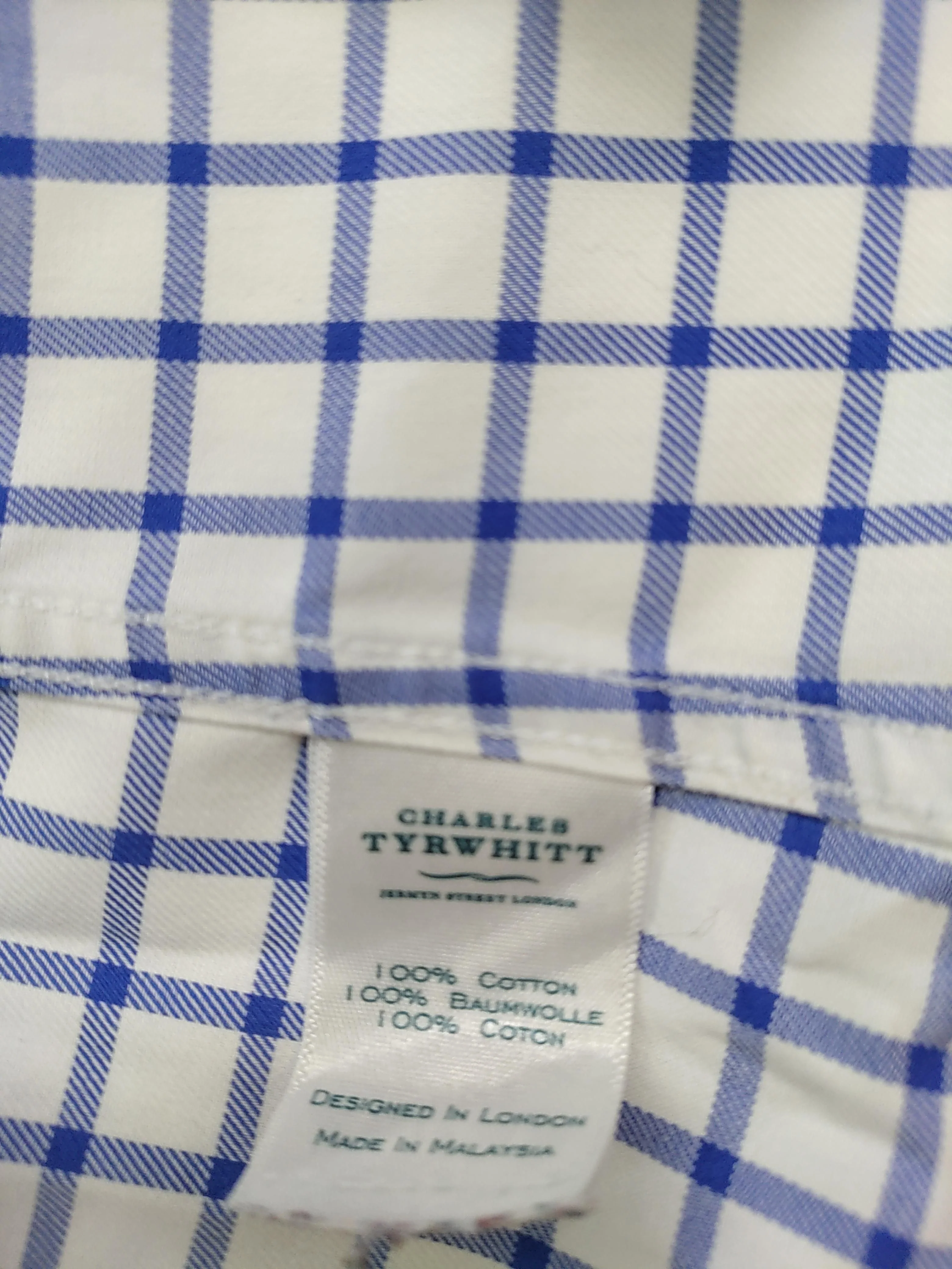 Charles Tyrwhitt Men's Shirt M Blue Checkered 100% Cotton Basic - Image 6