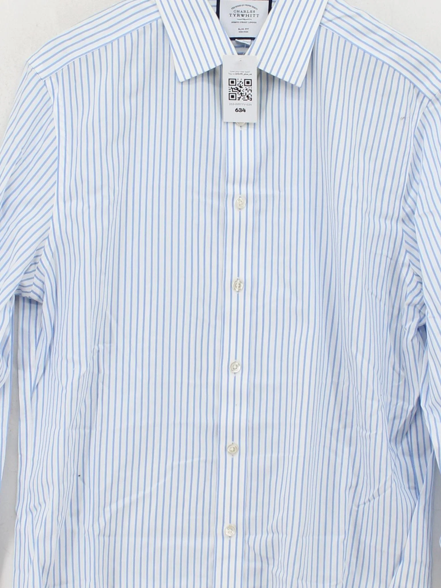 Charles Tyrwhitt Men's Shirt M Blue Striped 100% Cotton Basic - Image 3