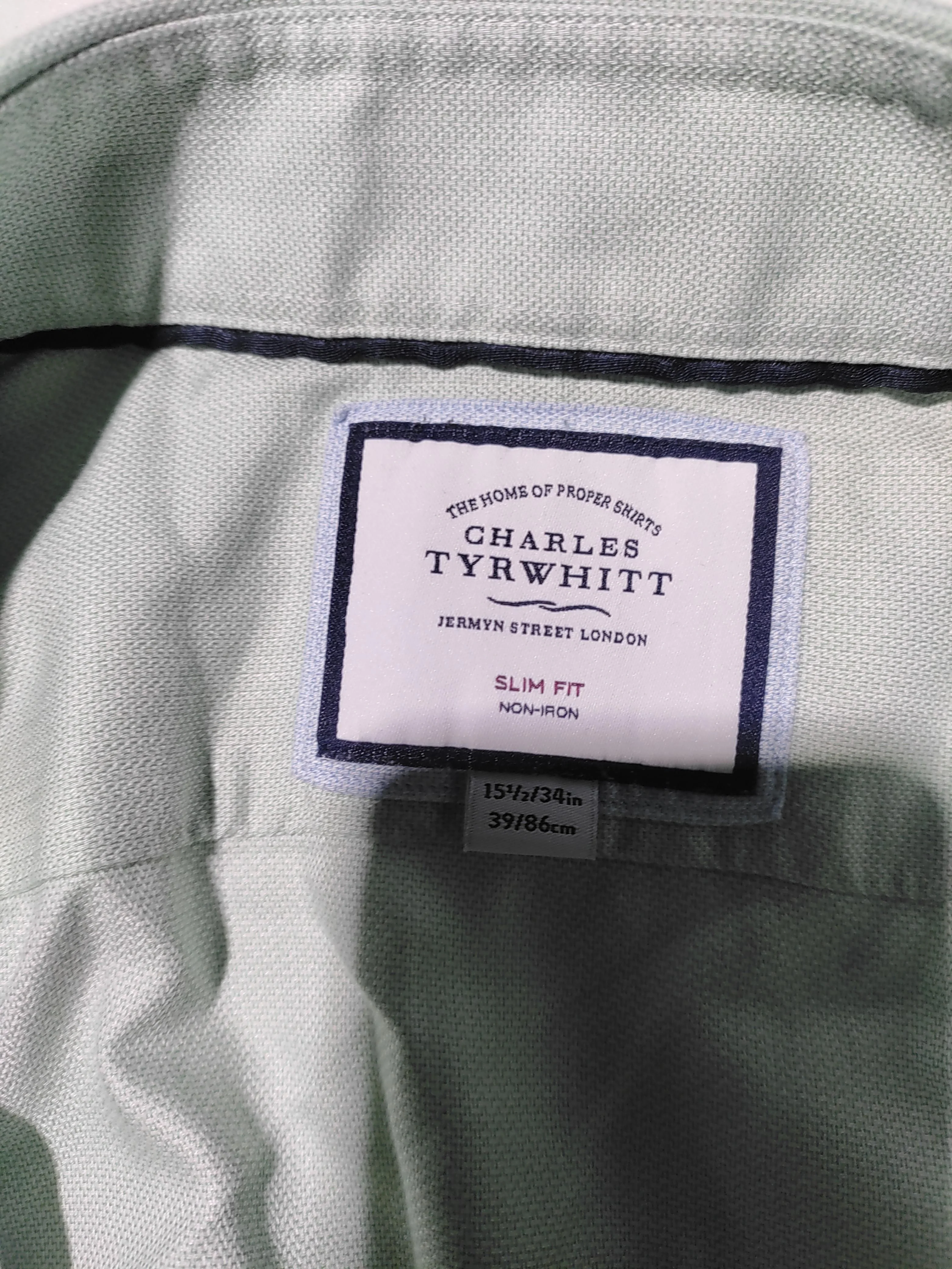 Charles Tyrwhitt Men's Shirt M Green 100% Cotton Basic - Image 5
