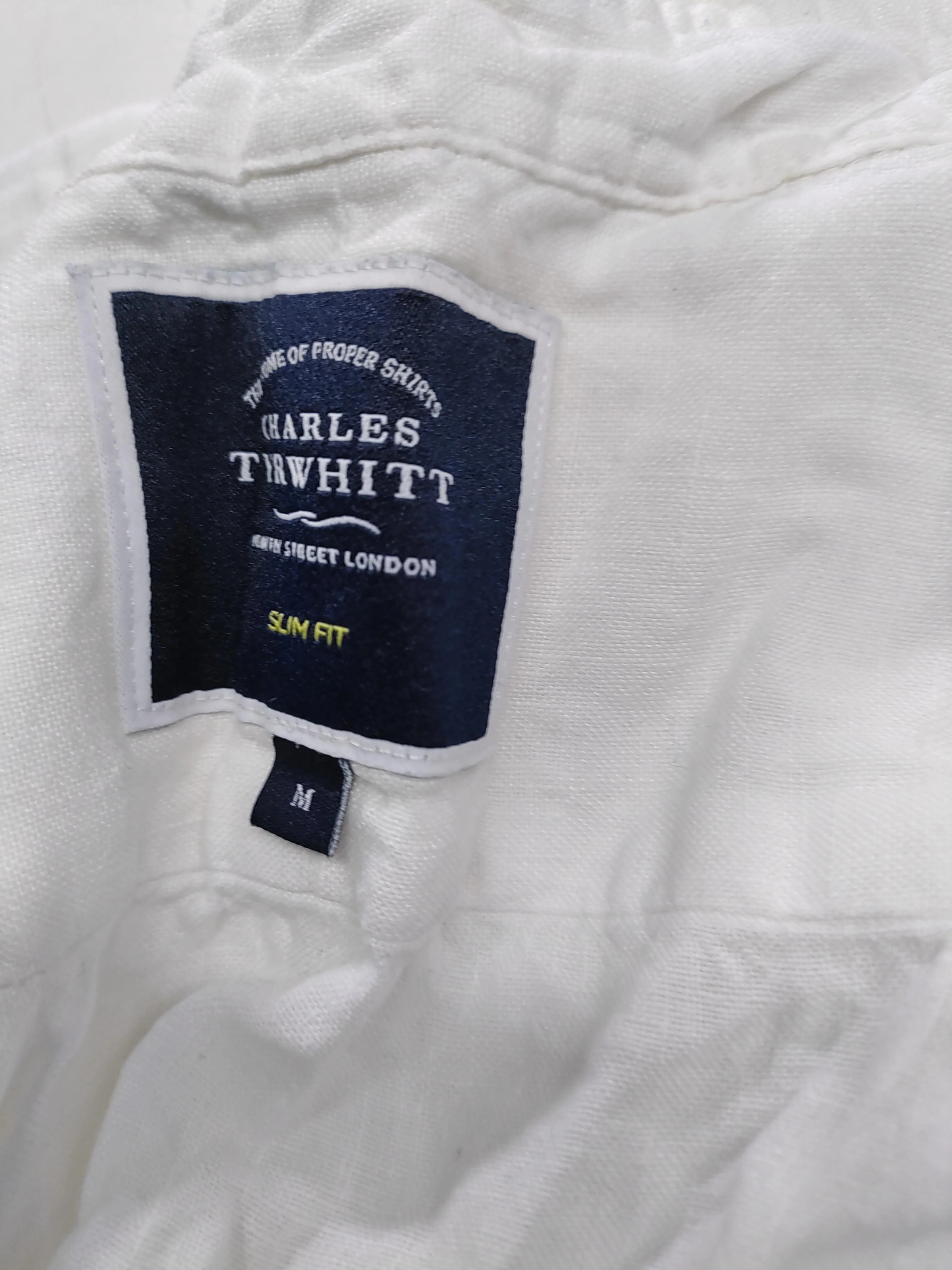 Charles Tyrwhitt Men's Shirt M White 100% Linen Basic - Image 6