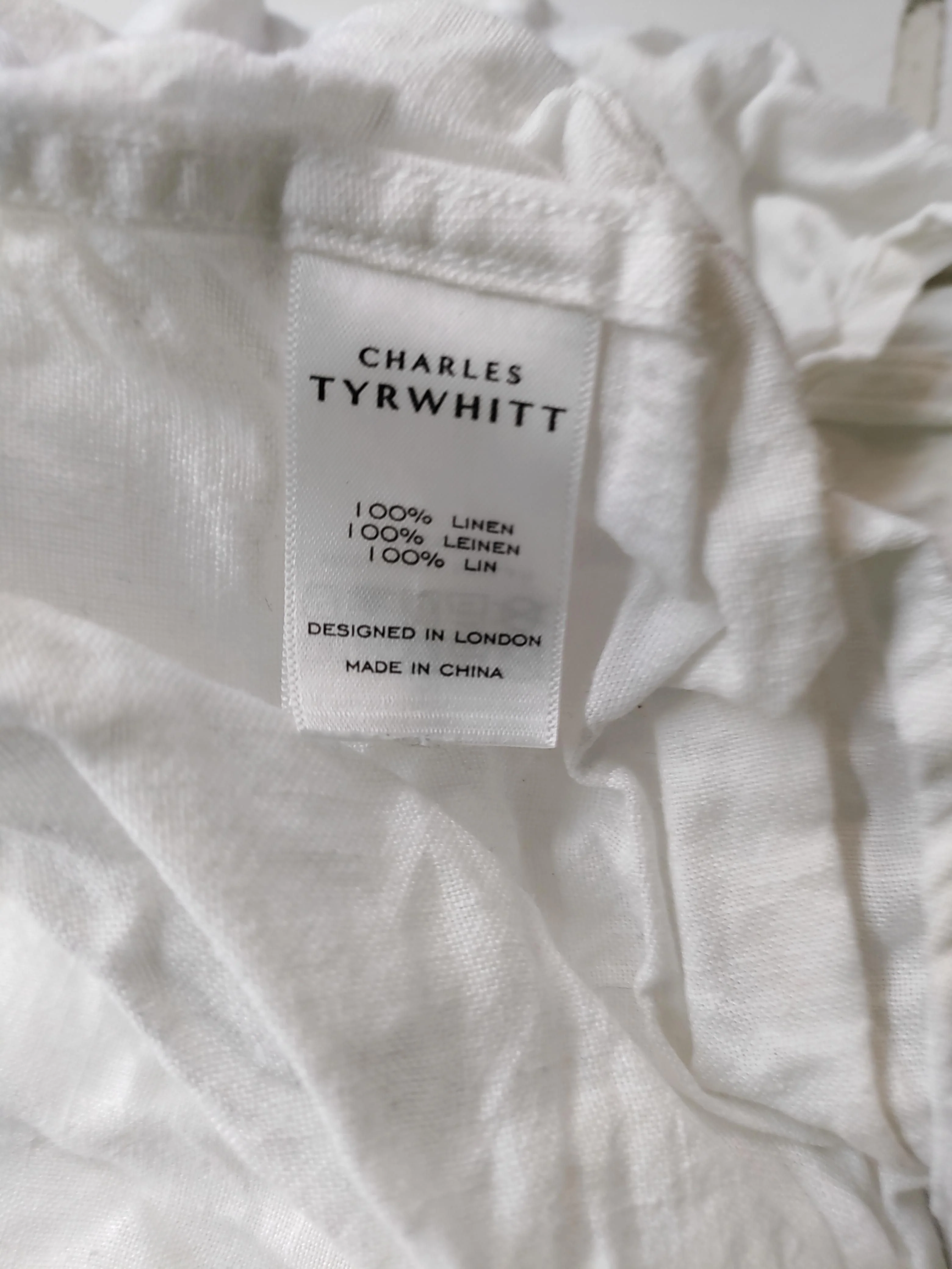 Charles Tyrwhitt Men's Shirt M White 100% Linen Basic - Image 7