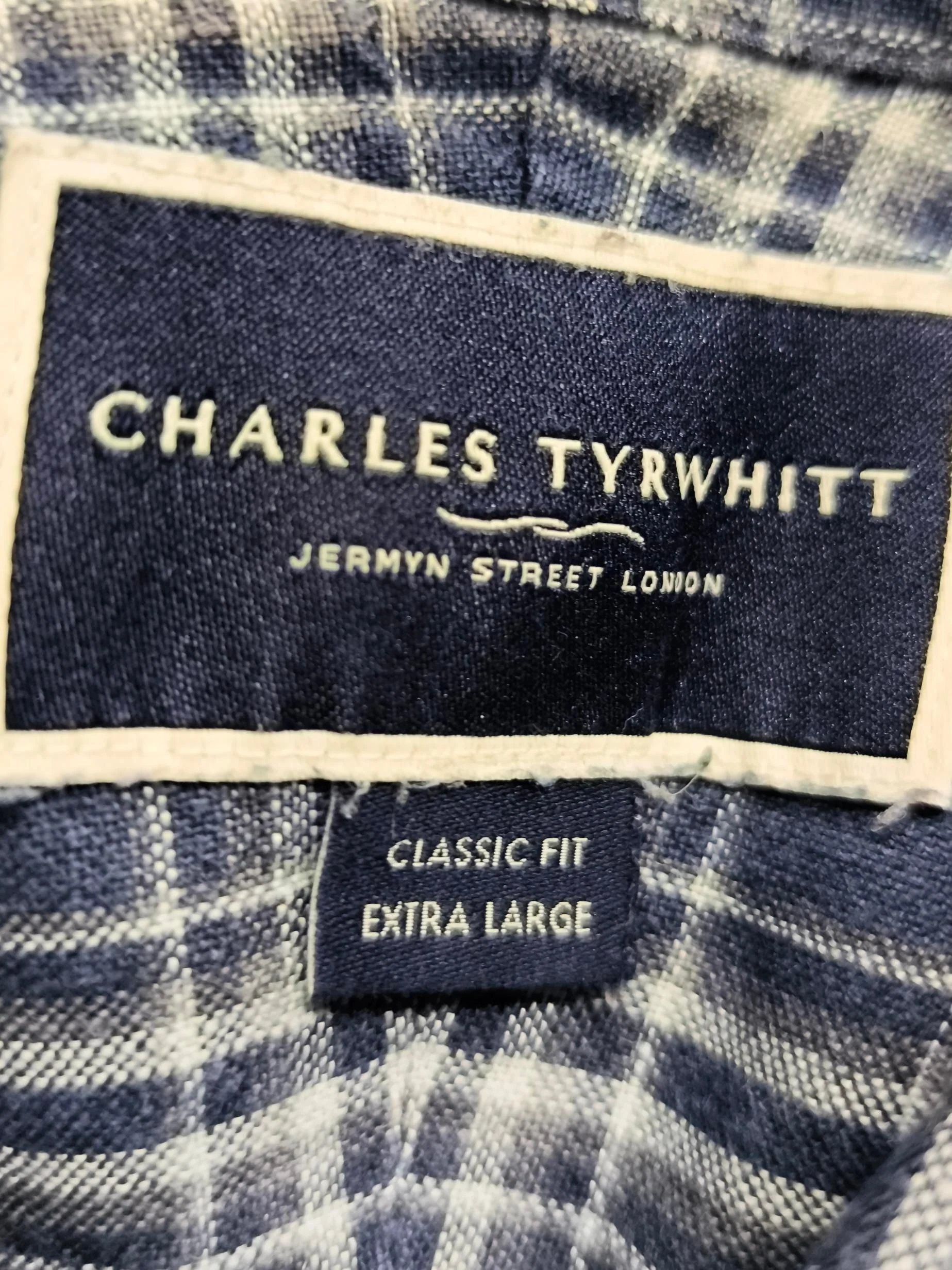Charles Tyrwhitt Men's Shirt XL Blue Checkered 100% Linen Basic - Image 5