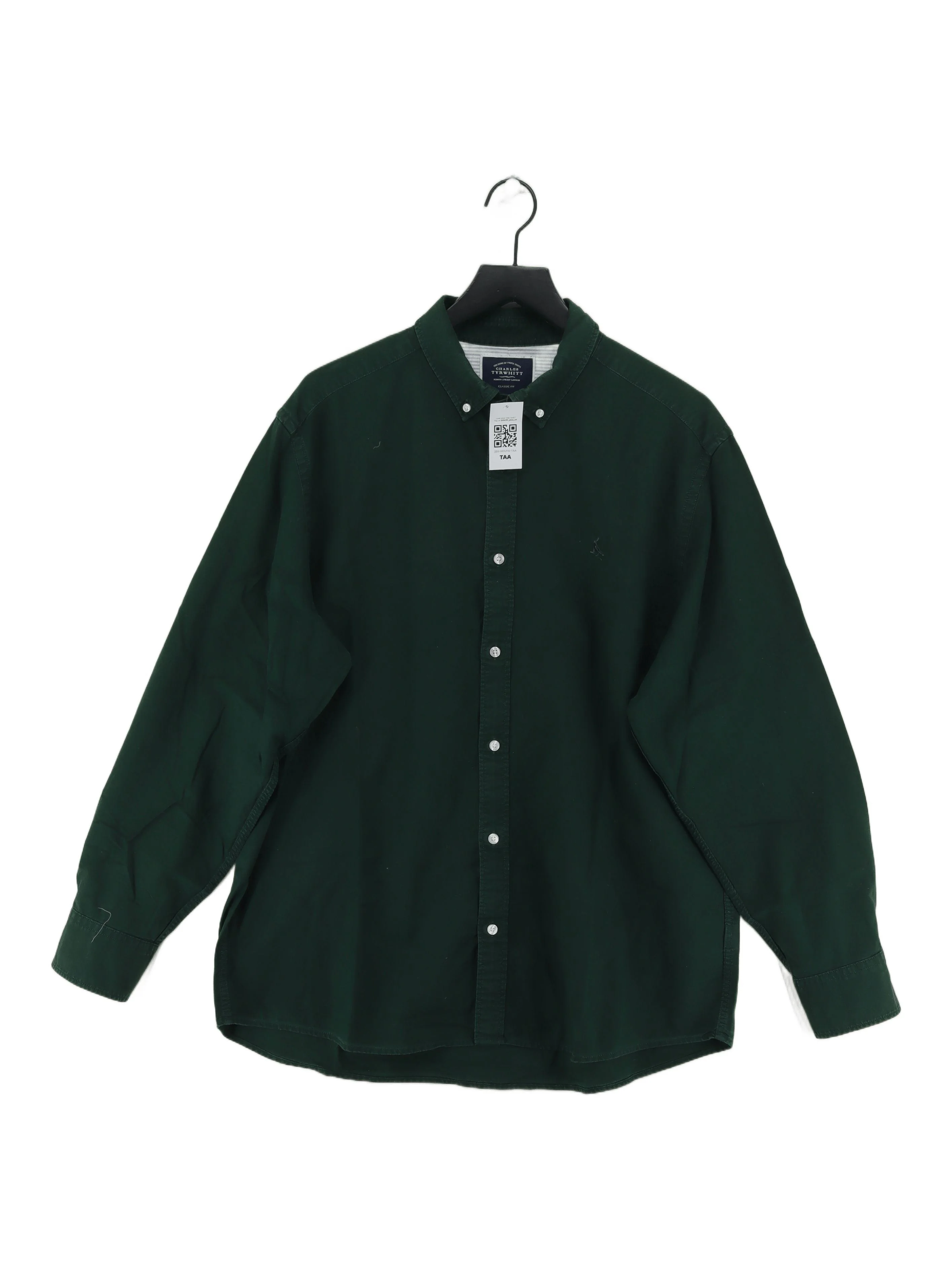 Charles Tyrwhitt Men's Shirt XL Green 100% Cotton Basic