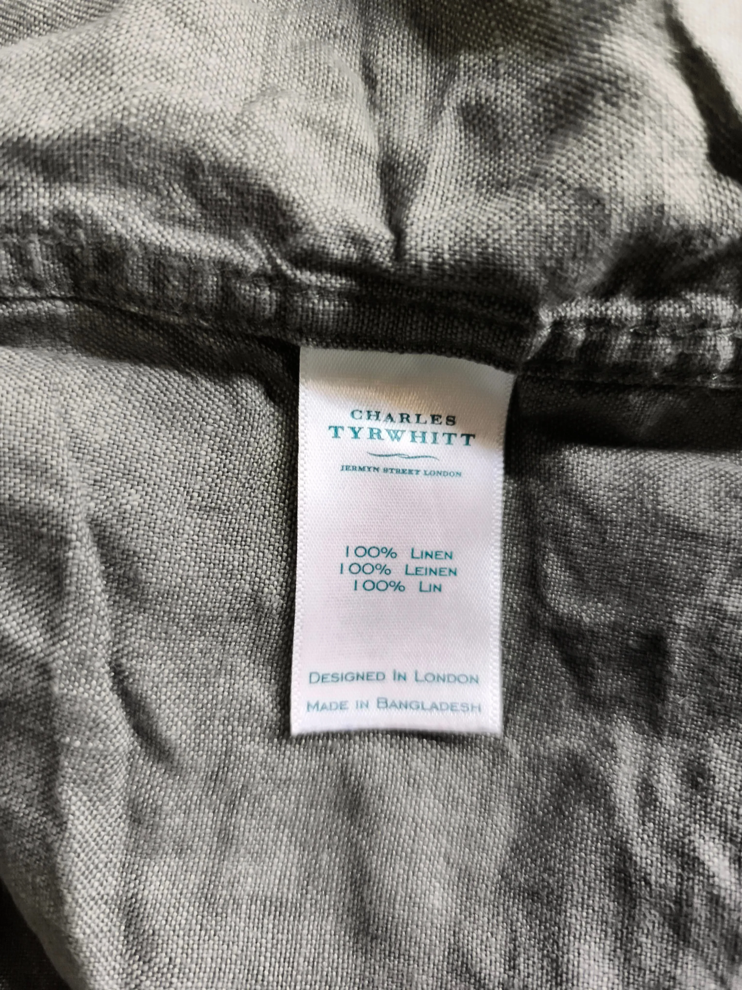 Charles Tyrwhitt Men's Shirt XL Green 100% Linen Basic - Image 6