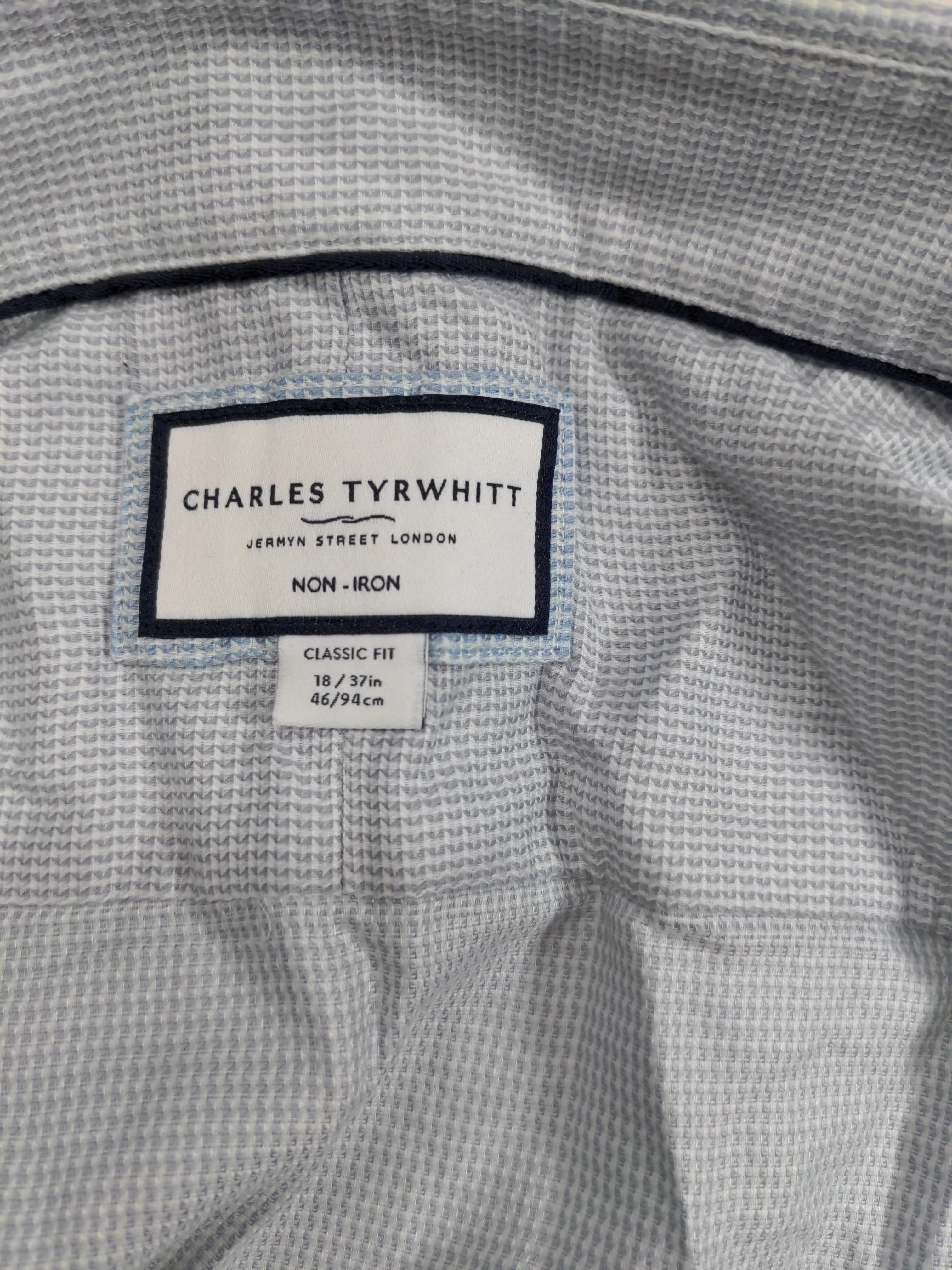 Charles Tyrwhitt Men's Shirt XXL Blue Checkered 100% Cotton Basic - Image 5