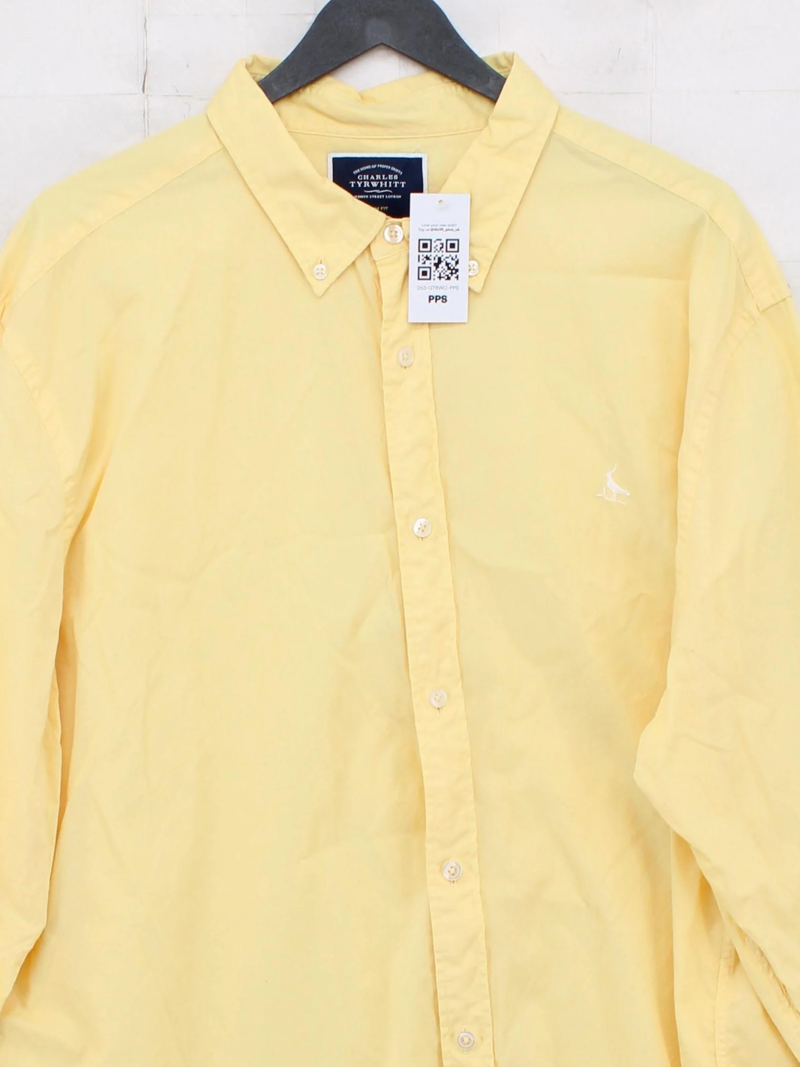 Charles Tyrwhitt Men's Shirt XXL Yellow 100% Cotton Basic - Image 3