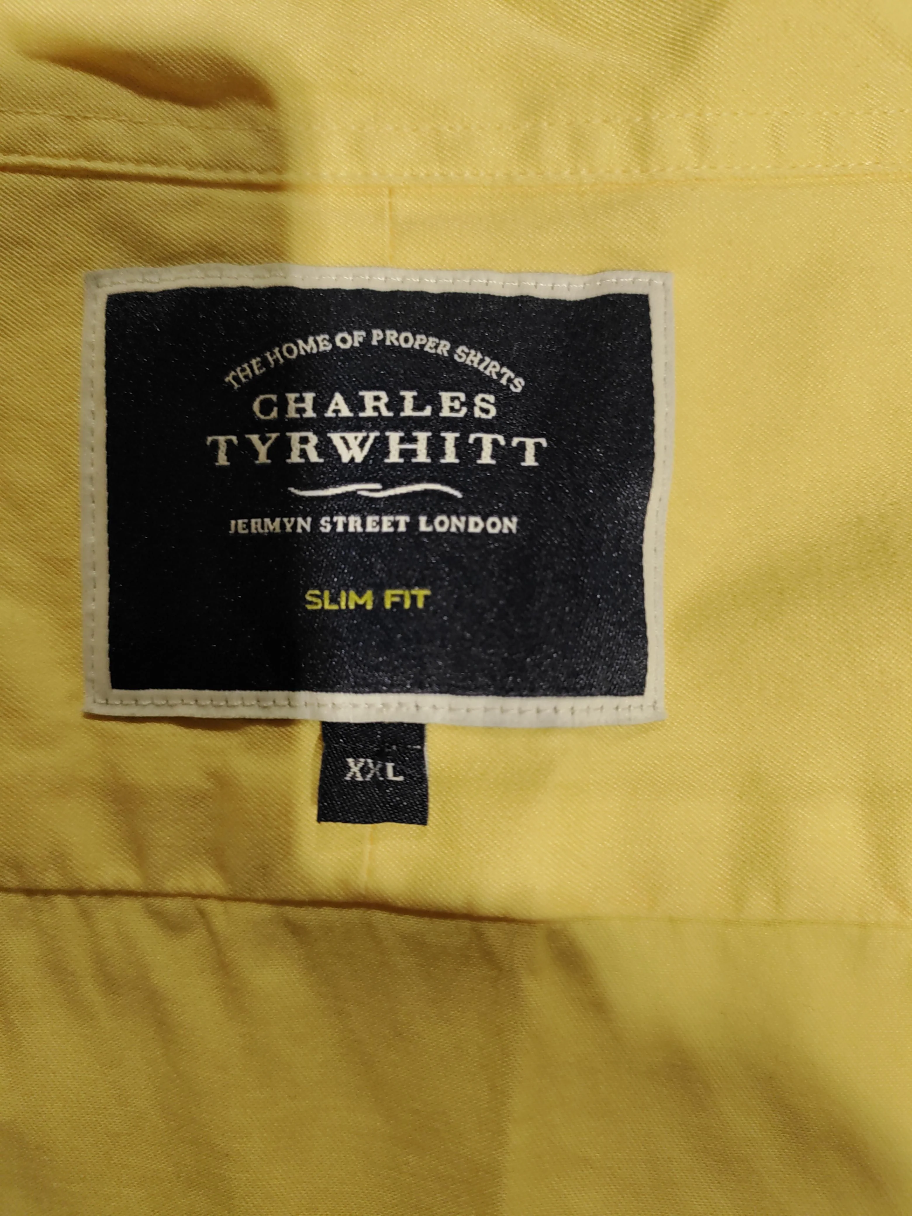 Charles Tyrwhitt Men's Shirt XXL Yellow 100% Cotton Basic - Image 5