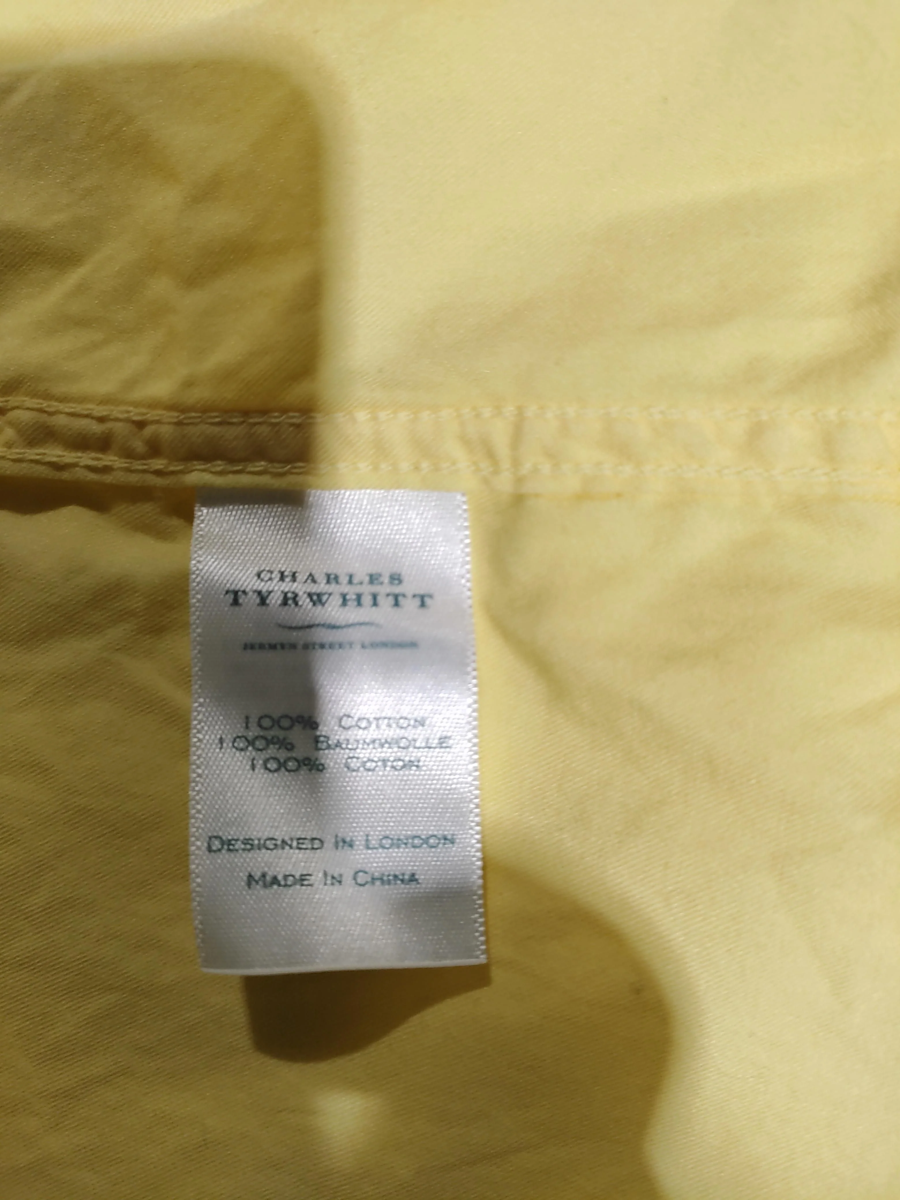 Charles Tyrwhitt Men's Shirt XXL Yellow 100% Cotton Basic - Image 6